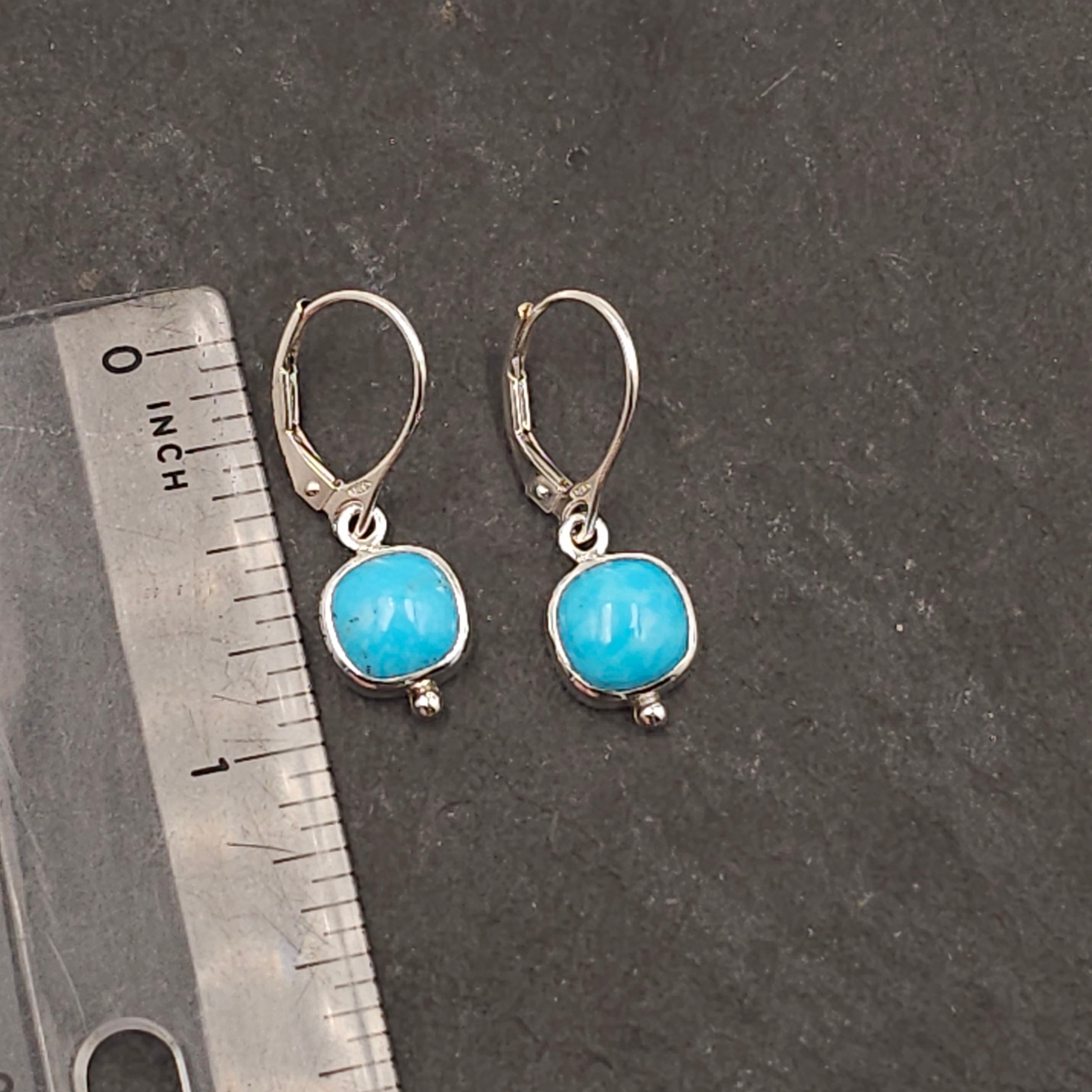 Square turquoise dainty dangle earrings