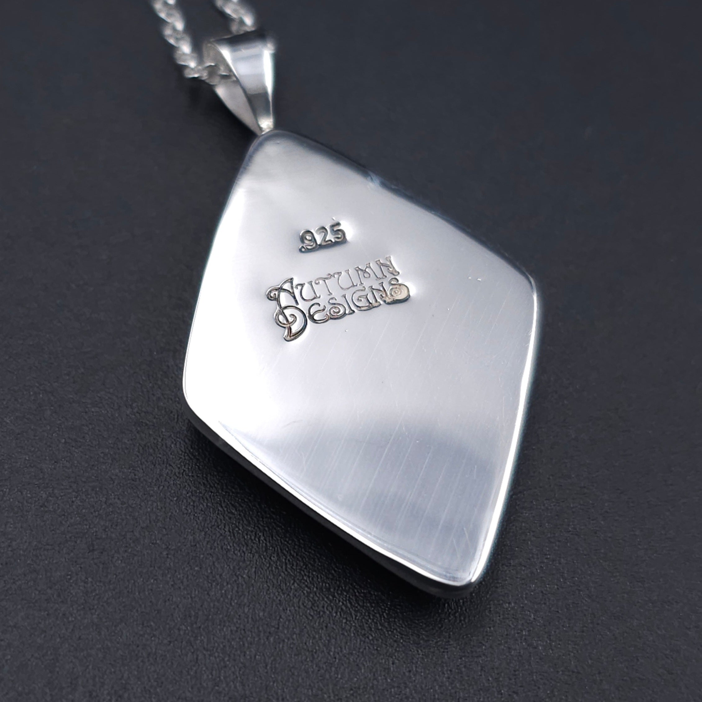 Diamond shaped bezel set sterling silver necklace