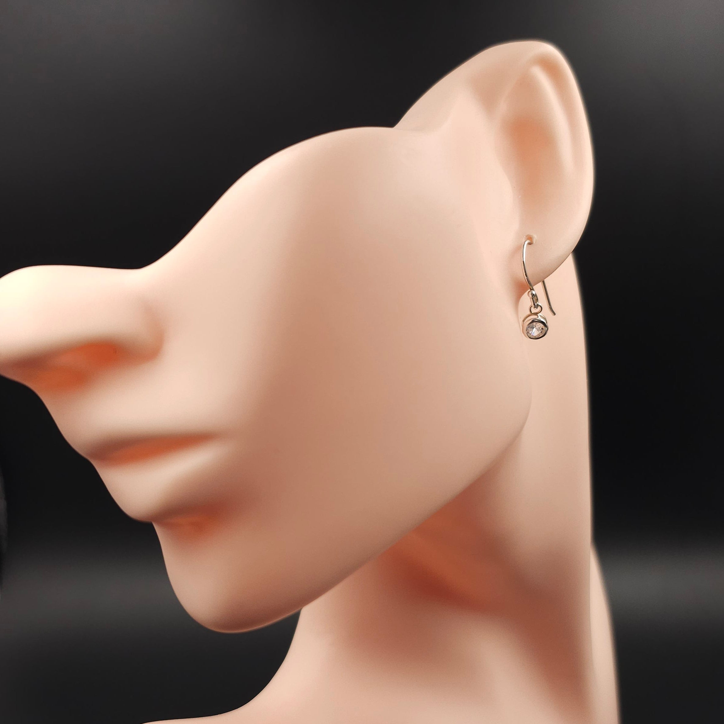 Cubic zirconia small round dangle earrings