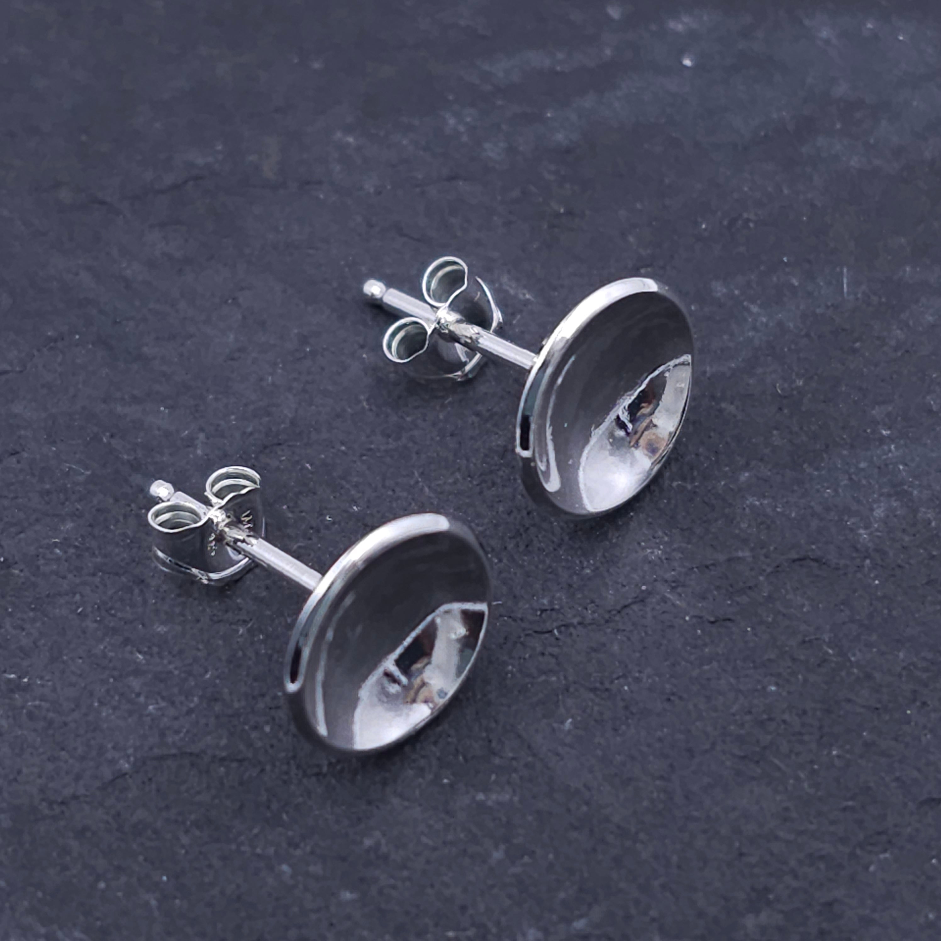 Slightly concave silver disc post earrings