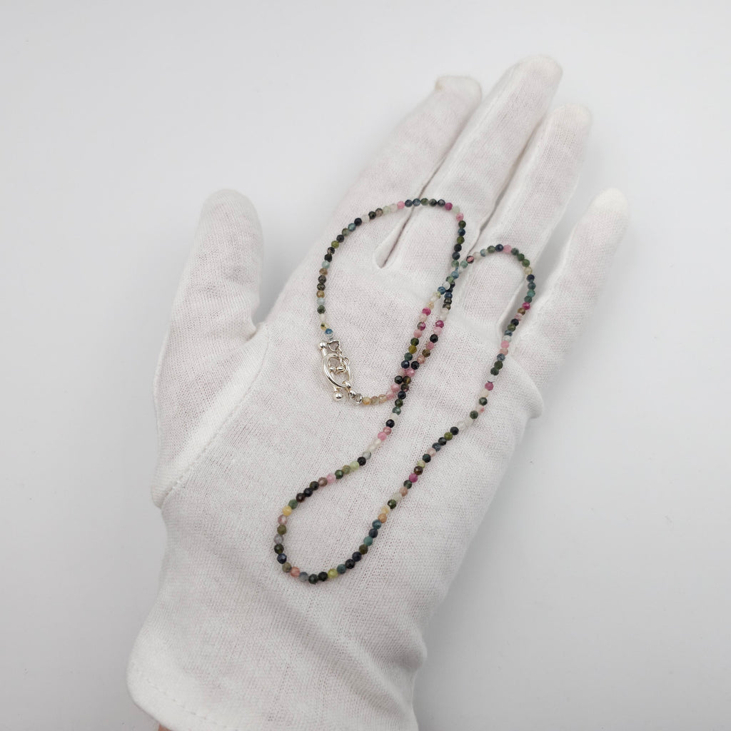 Faceted tourmaline multi-color beaded necklace