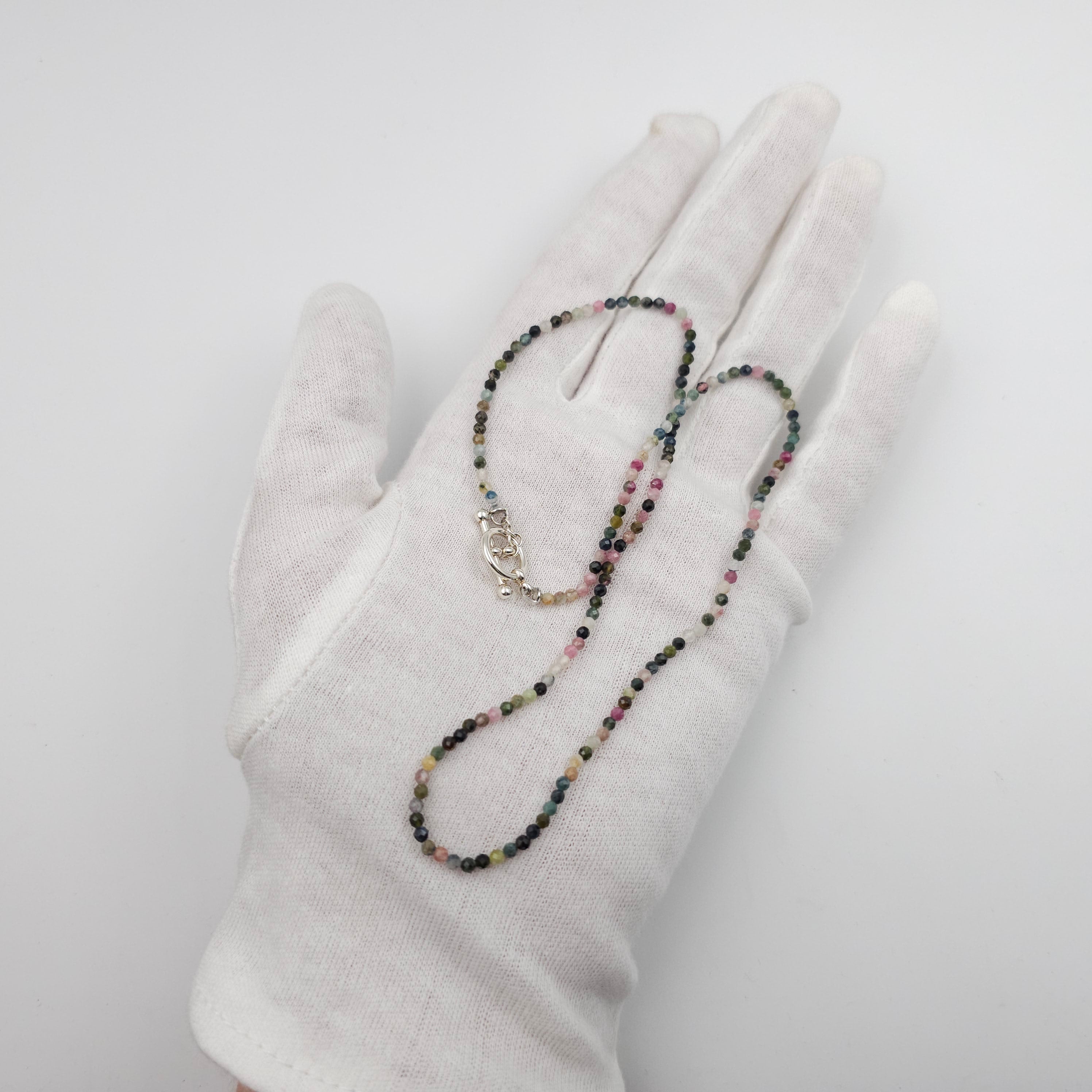 Faceted tourmaline multi-color beaded necklace