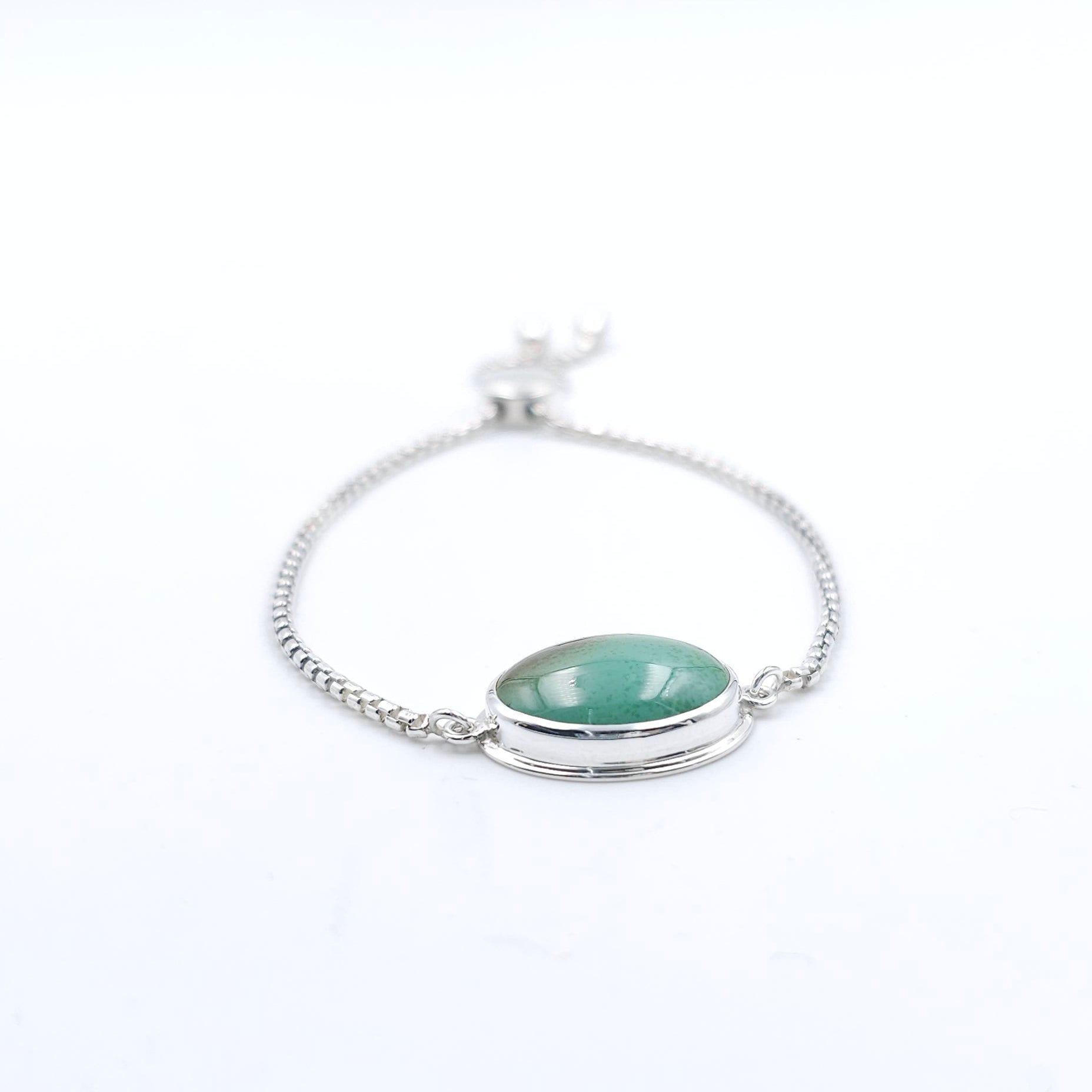 Turquoise sterling silver bezel set adjustable slider bracelet