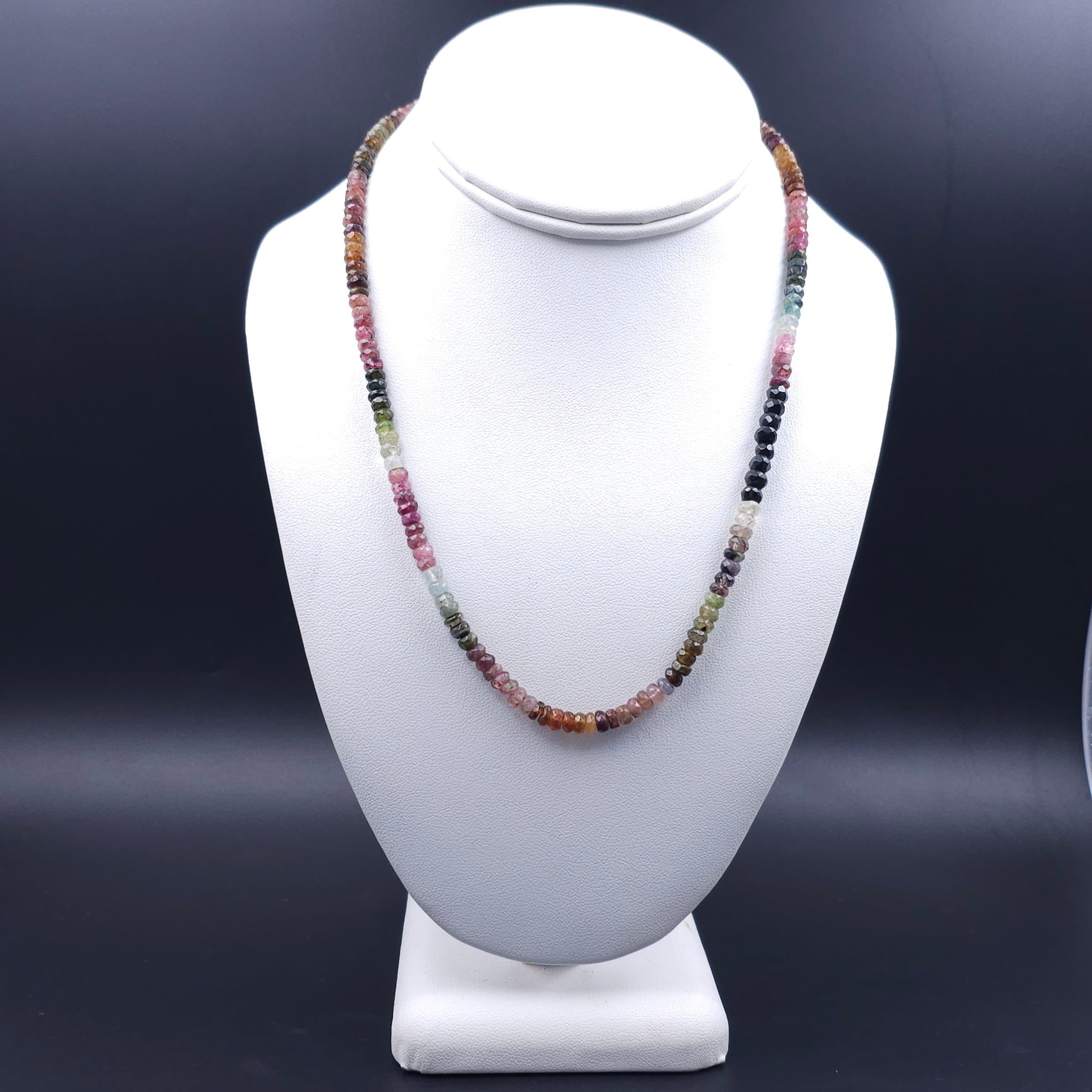 Multi-color faceted tourmaline beaded necklace