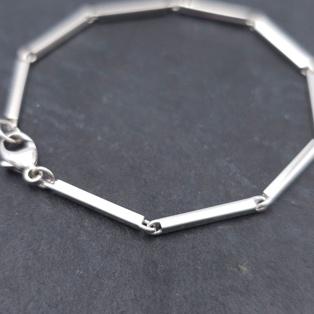 Sterling silver bar link bracelet