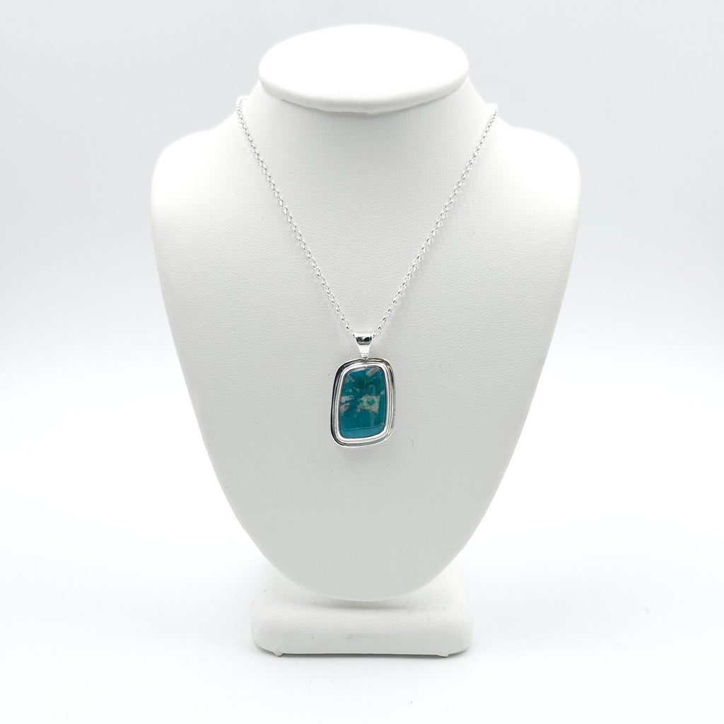 Turquoise sterling silver bezel set necklace