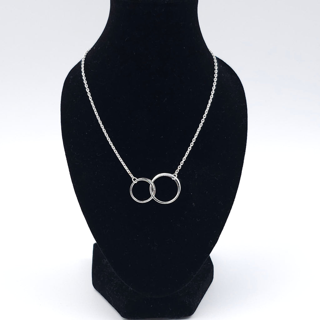 Double circle silver necklace