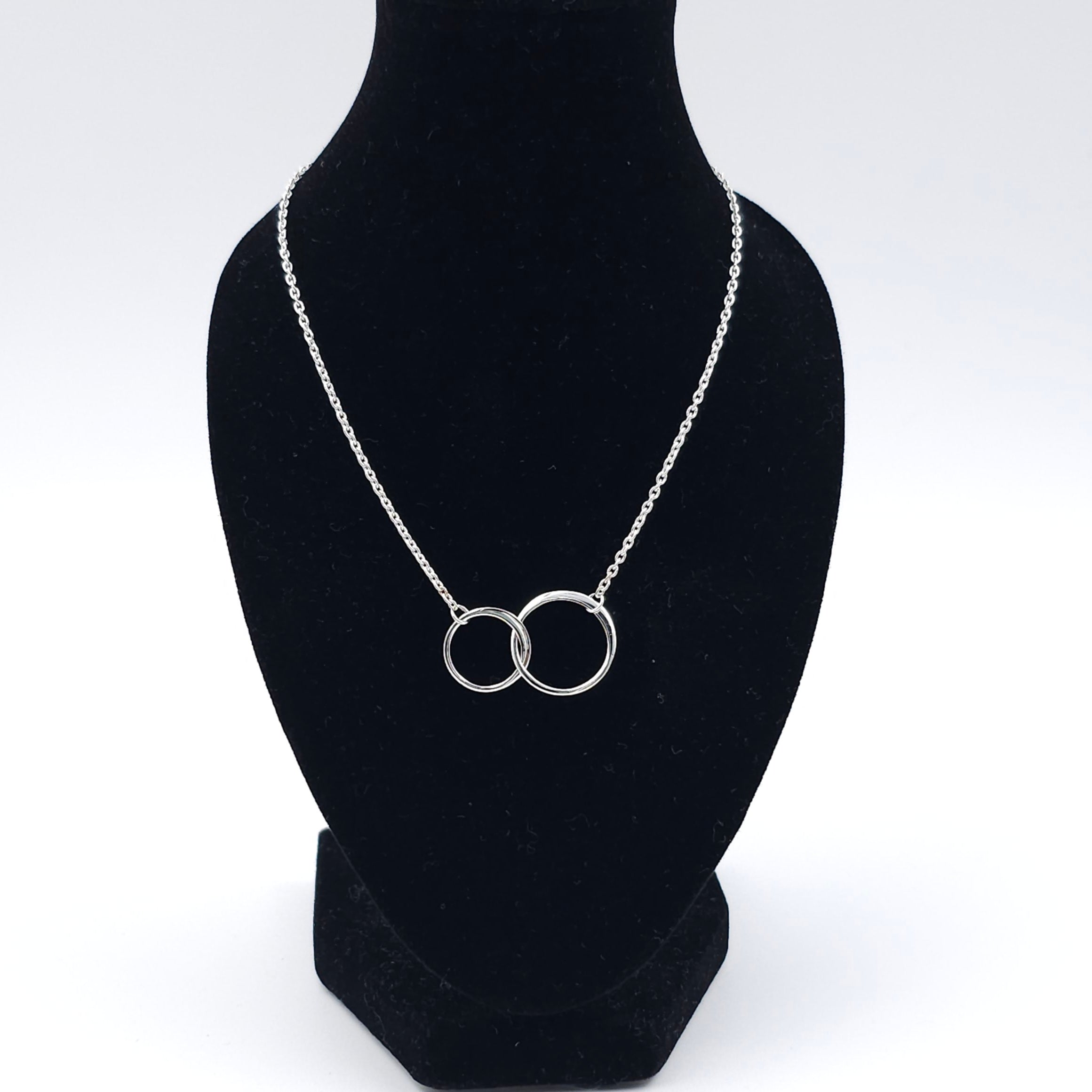 Double circle silver necklace