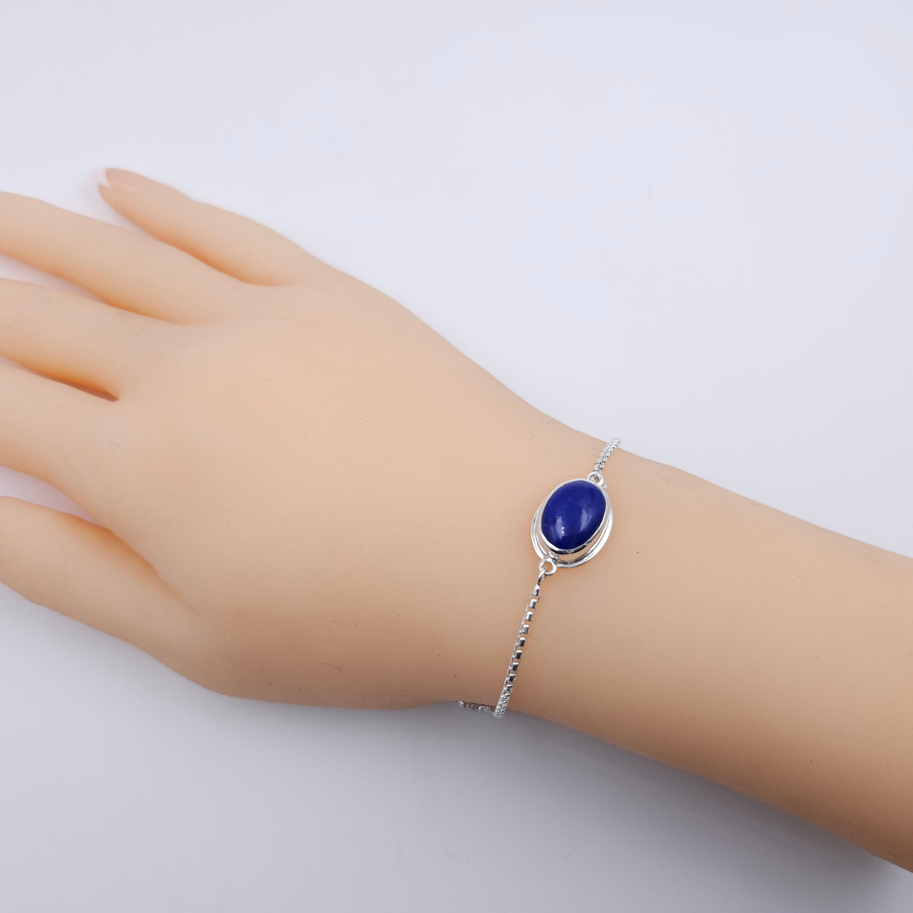 Lapis lazuli sterling silver adjustable slide bracelet