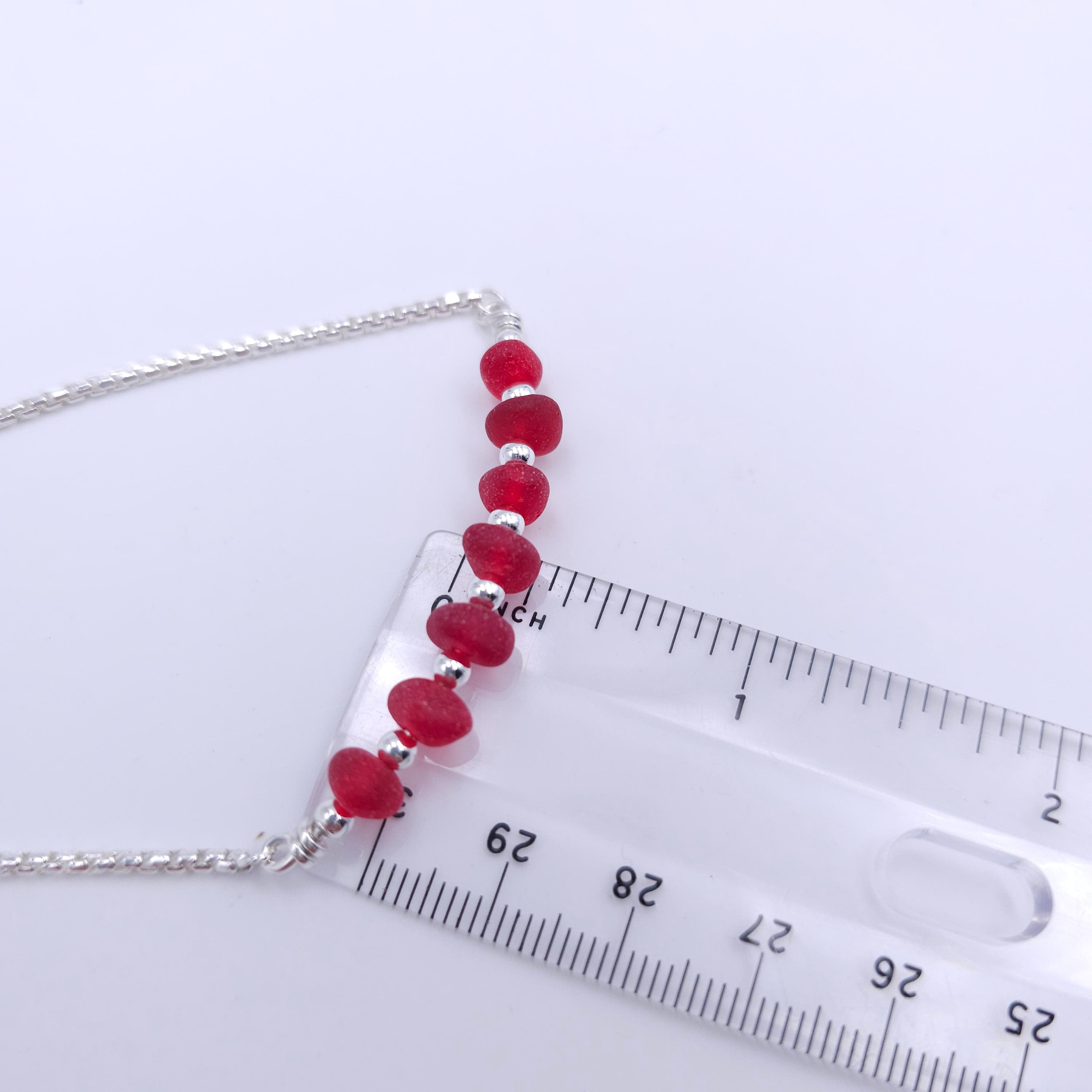 Genuine red sea glass adjustable slide bracelet