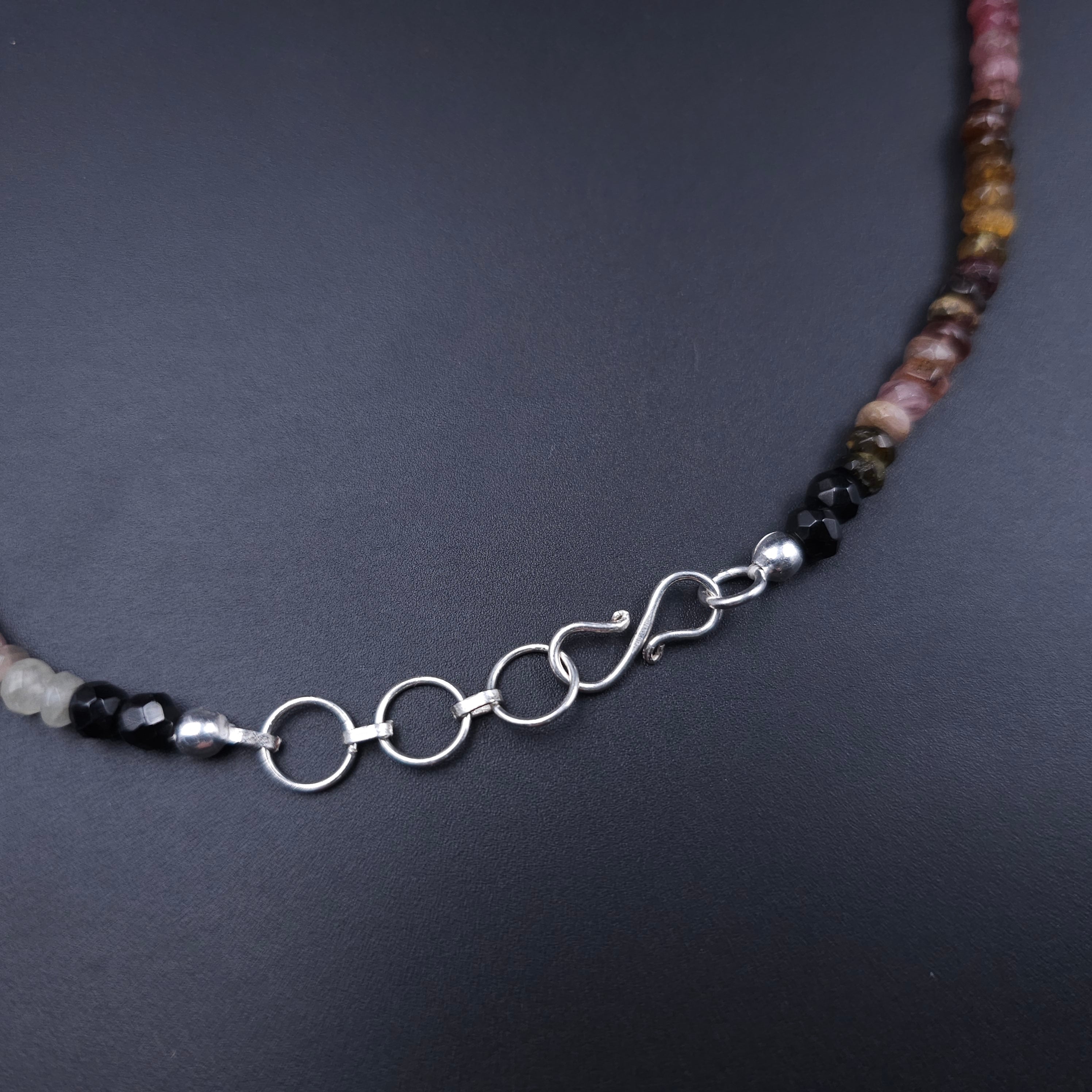 Multi-color faceted tourmaline beaded necklace