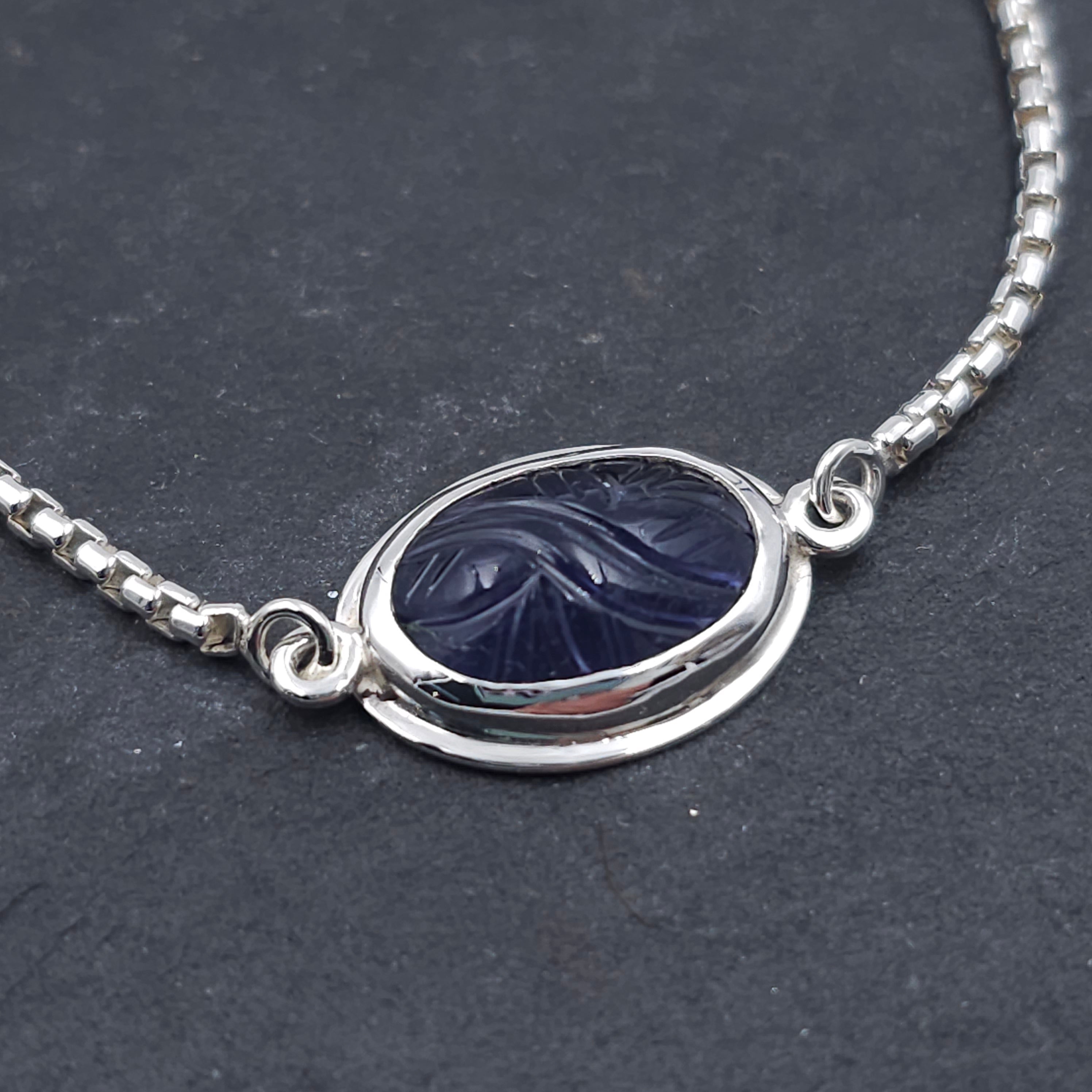 Iolite sterling silver adjustable slider bracelet