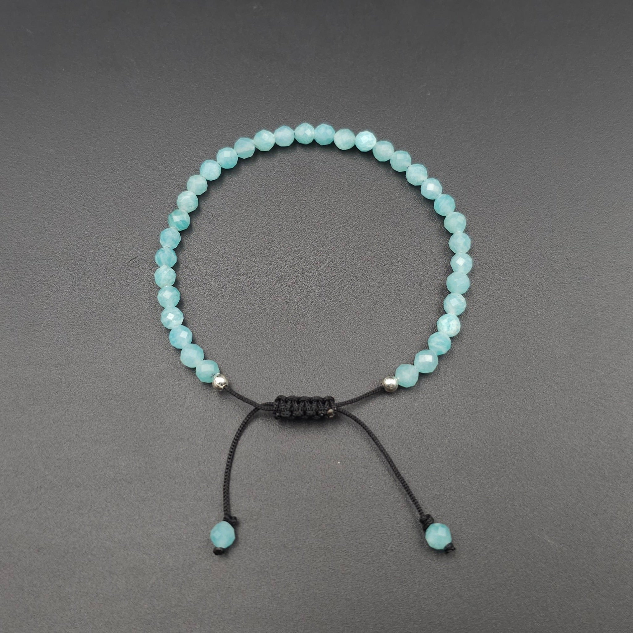 Faceted amazonite adjustable cord bracelet