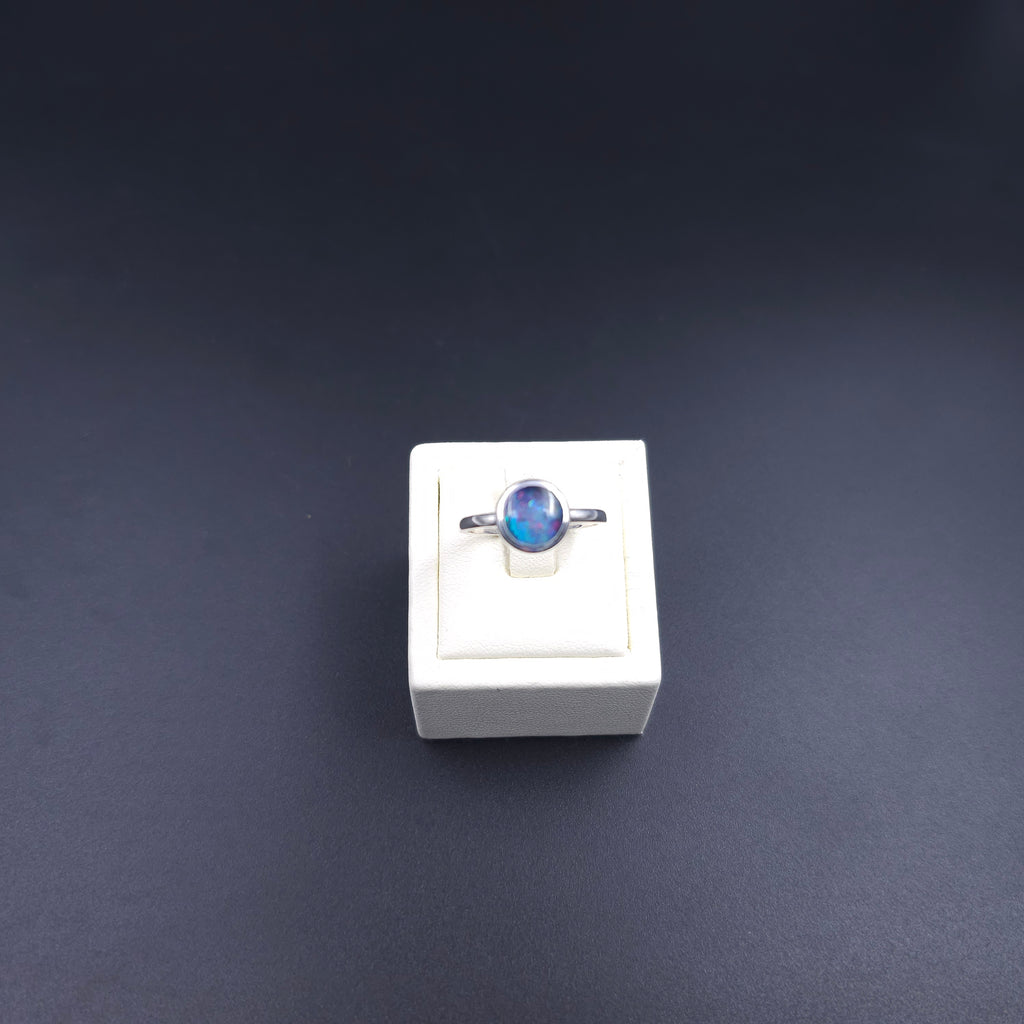 Opal triplet sterling silver ring