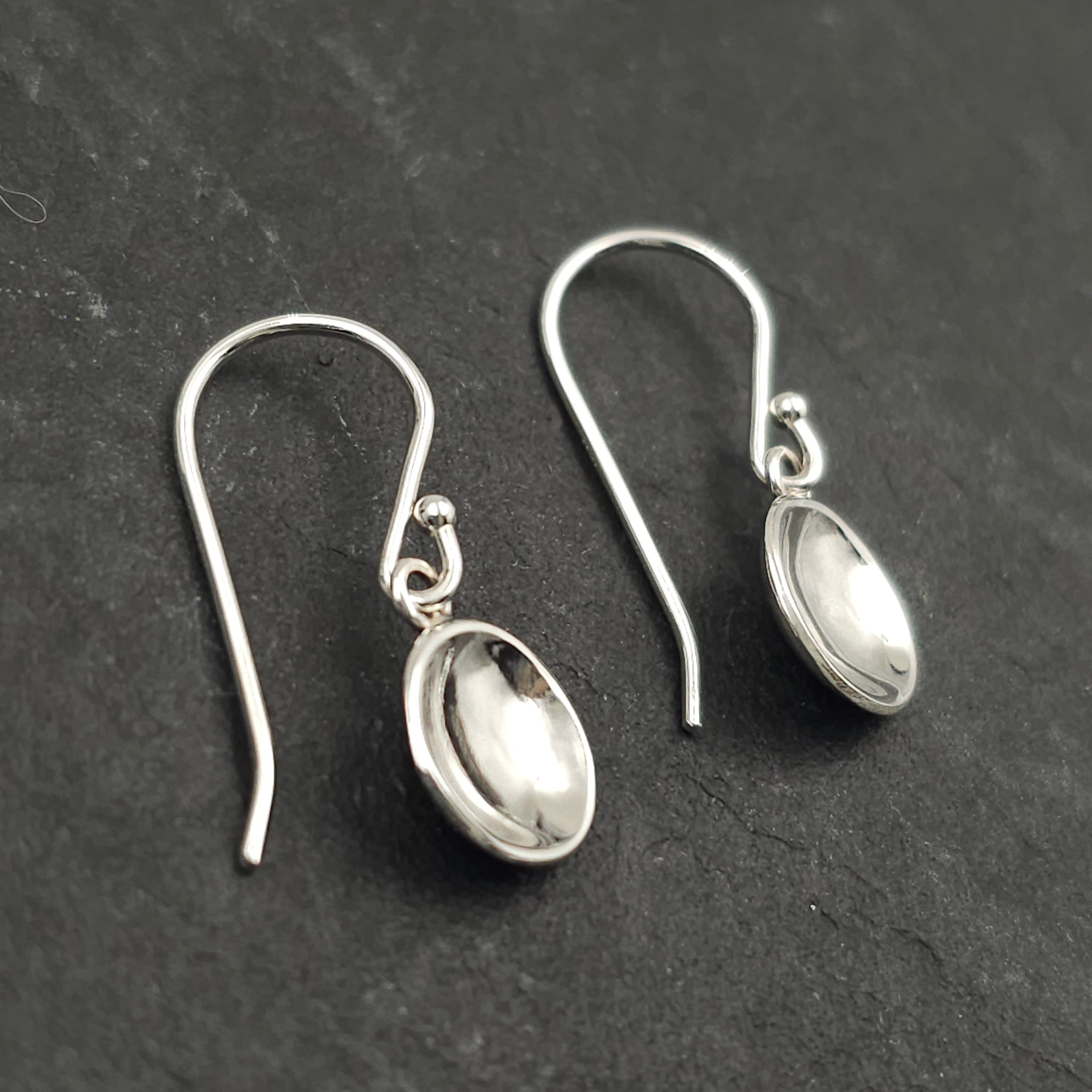 Shiny silver circle disc earrings