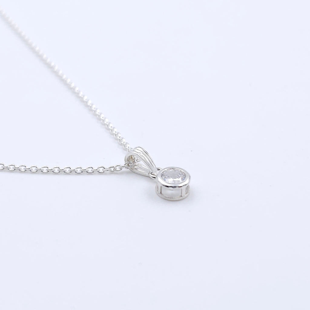 Cubic Zirconia round faceted necklace April birthstone