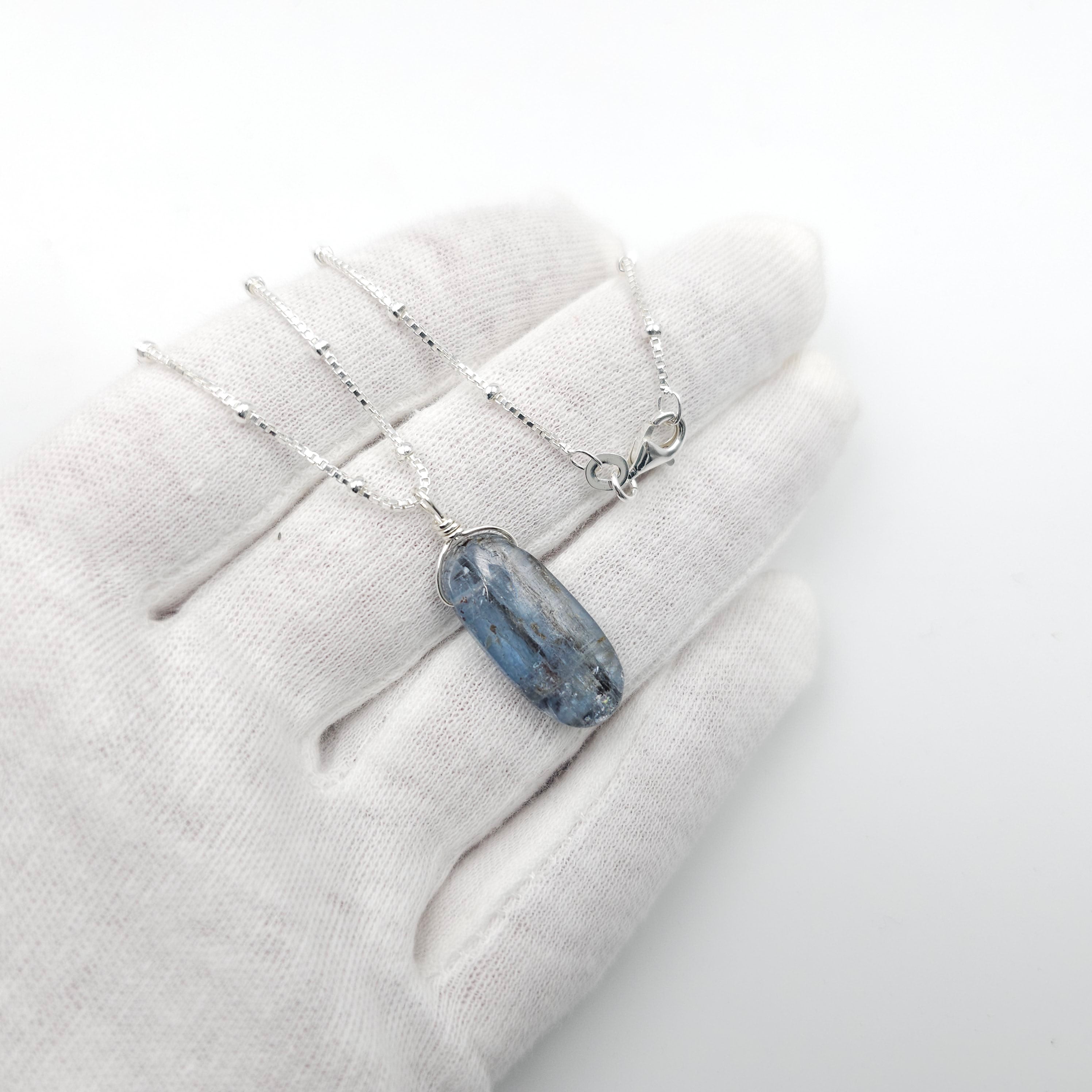 Sterling silver Kyanite bead necklace