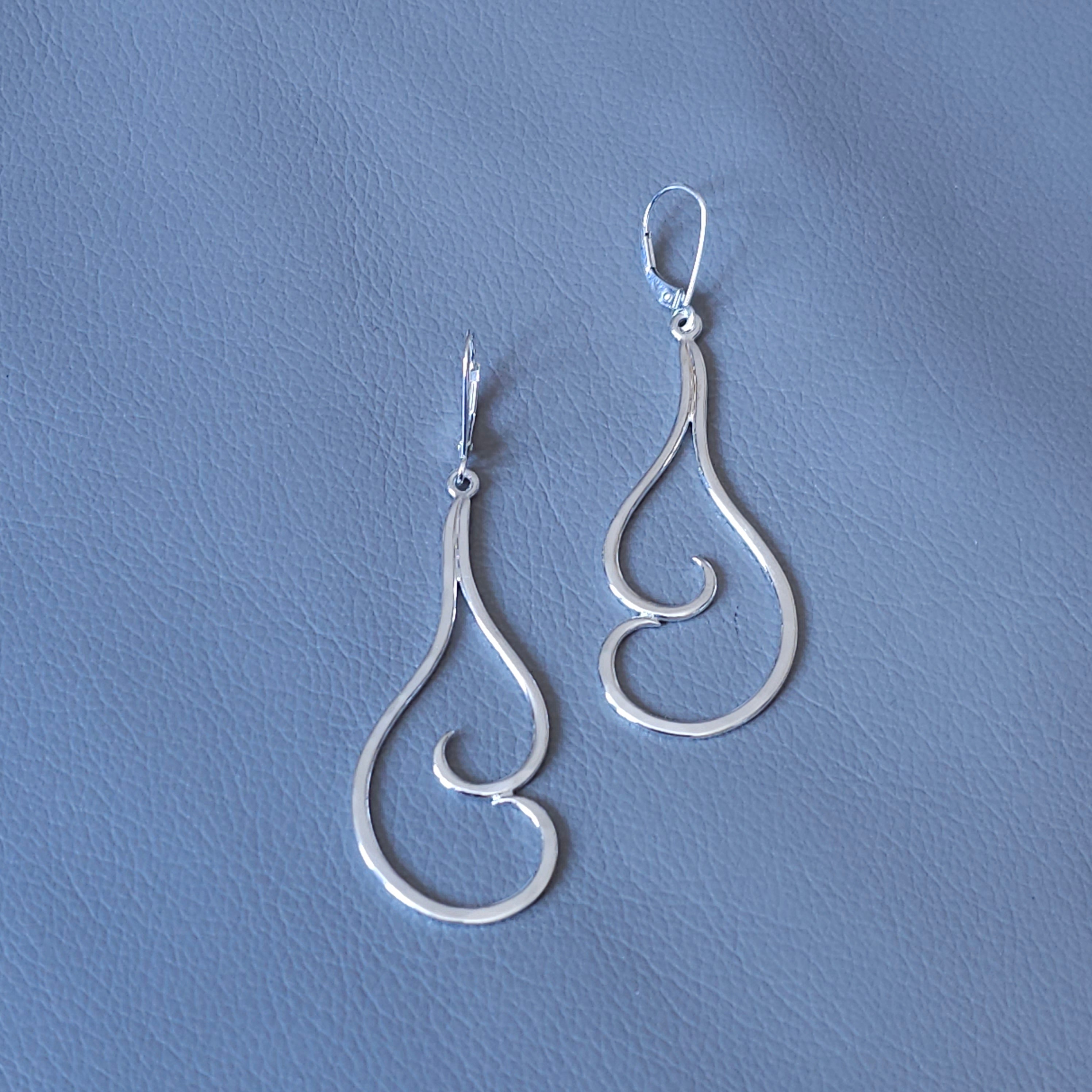 Double swirl sterling silver earrings