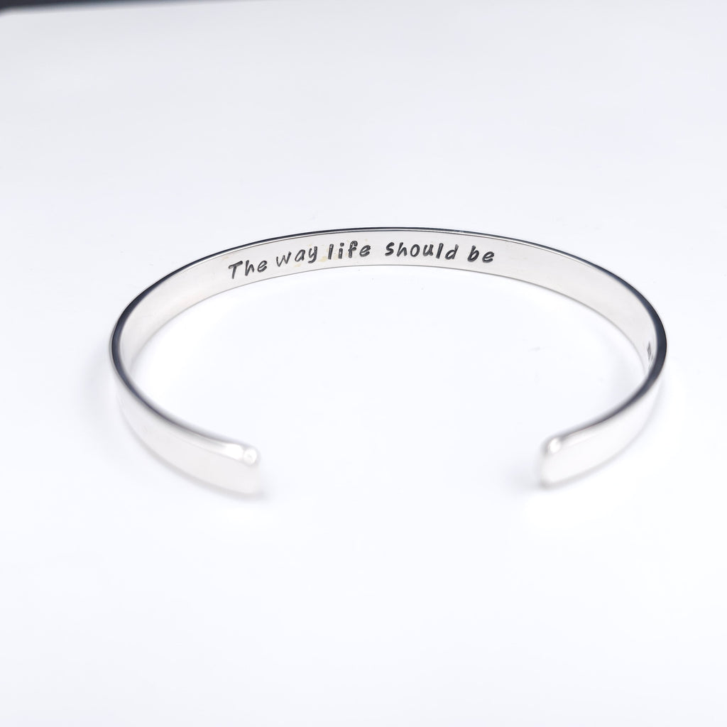 Maine, the way life should be sterling silver cuff bracelet