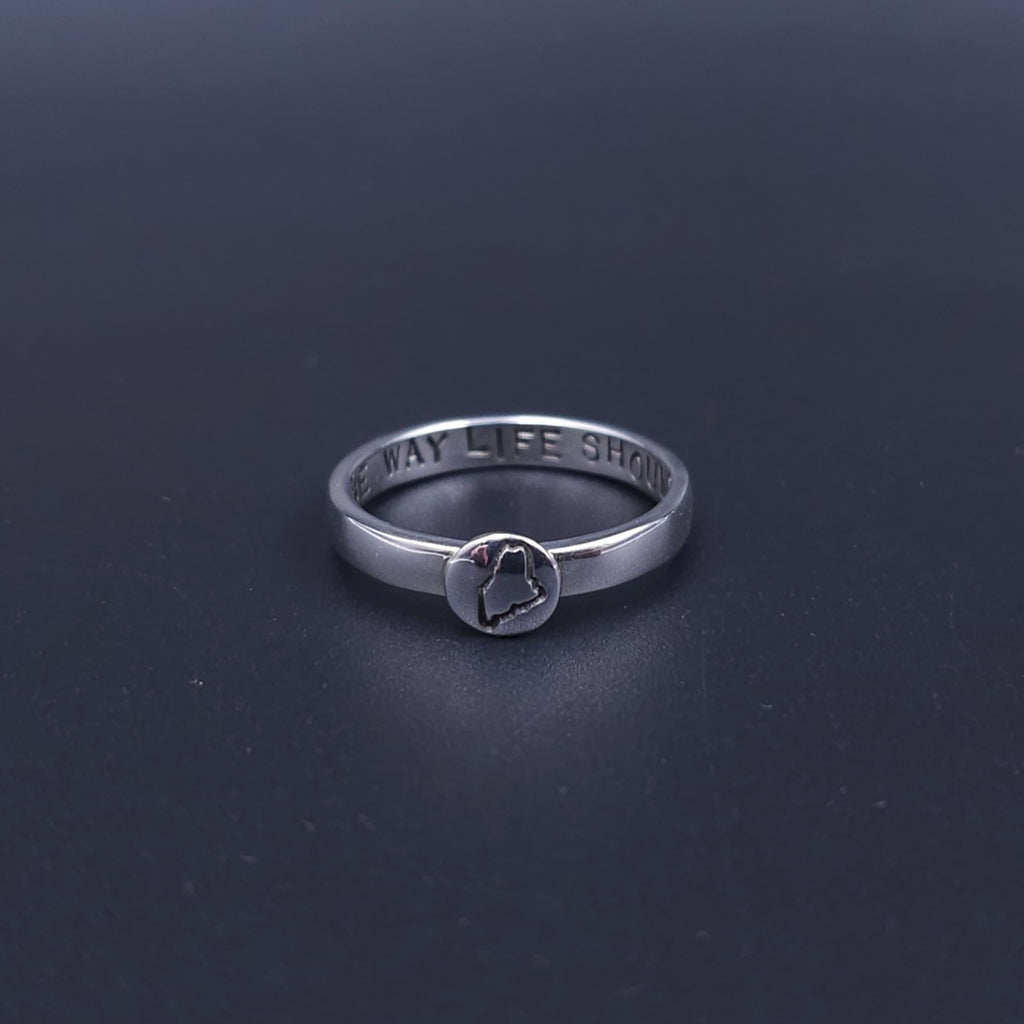 Maine - the way life should be sterling silver ring