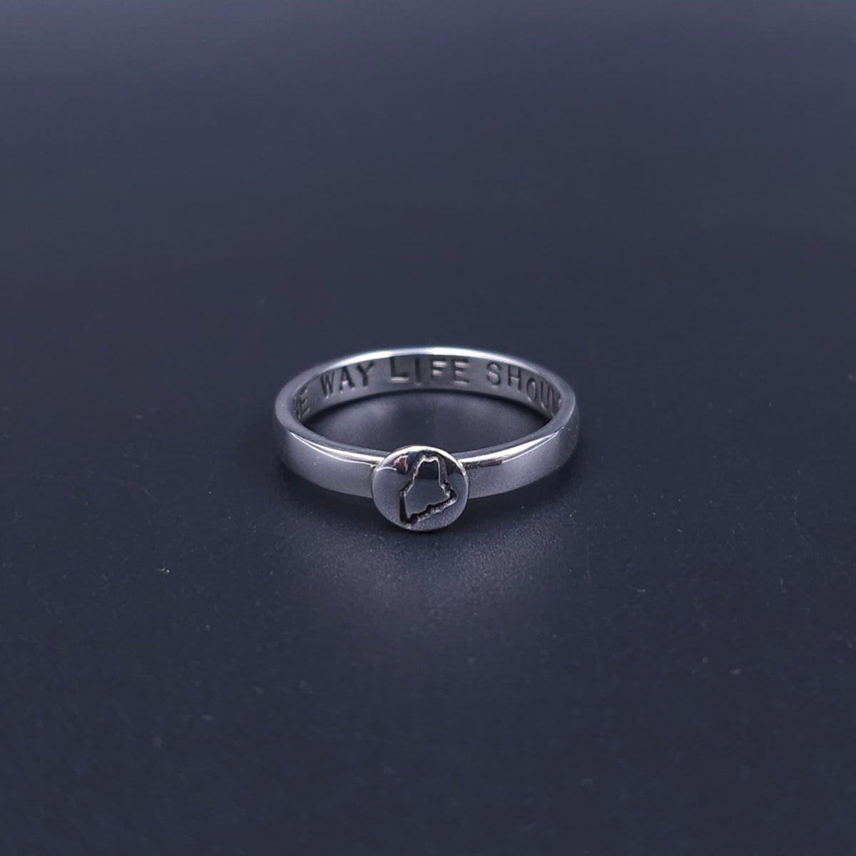 Maine - the way life should be sterling silver ring
