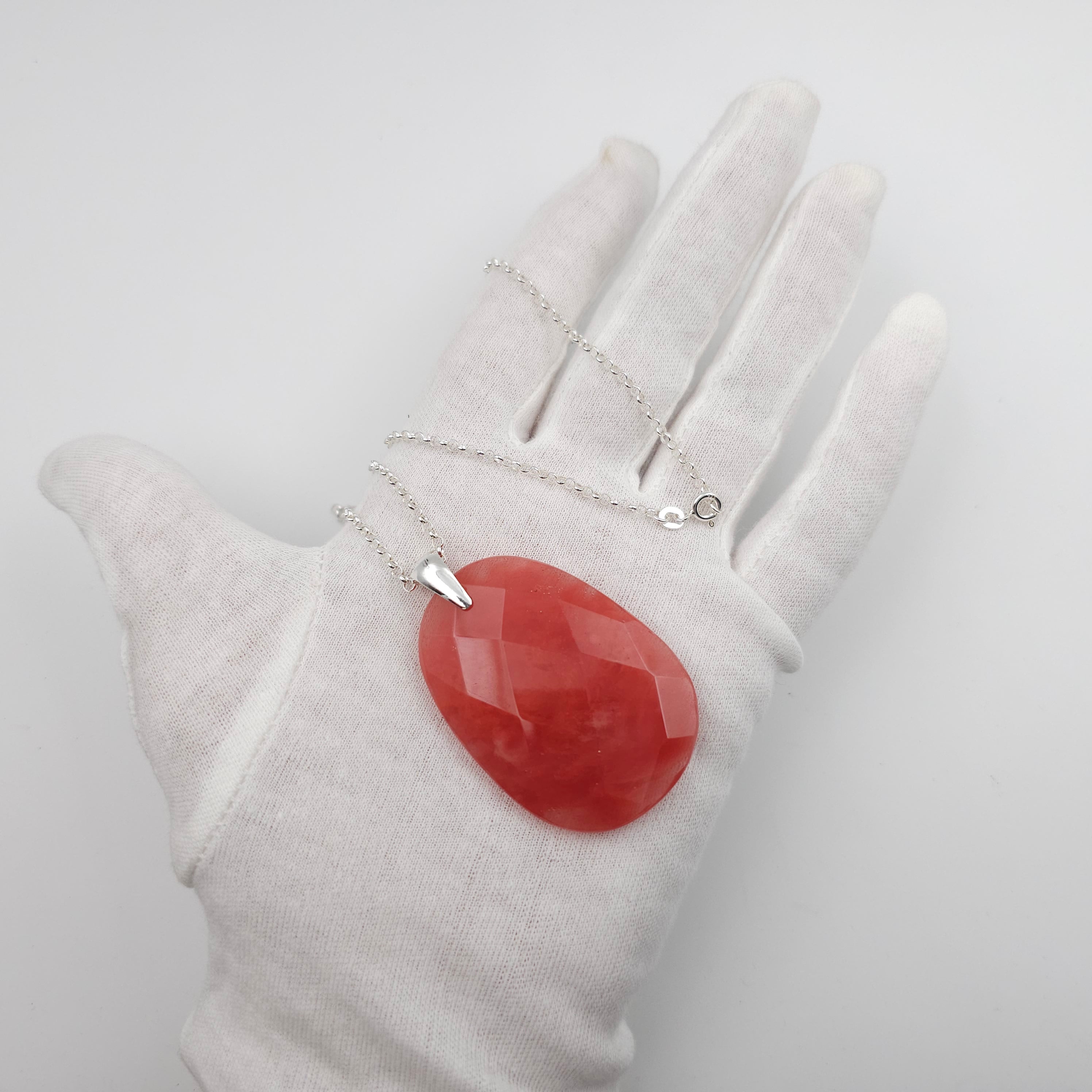 Light red faceted quartz statement necklace
