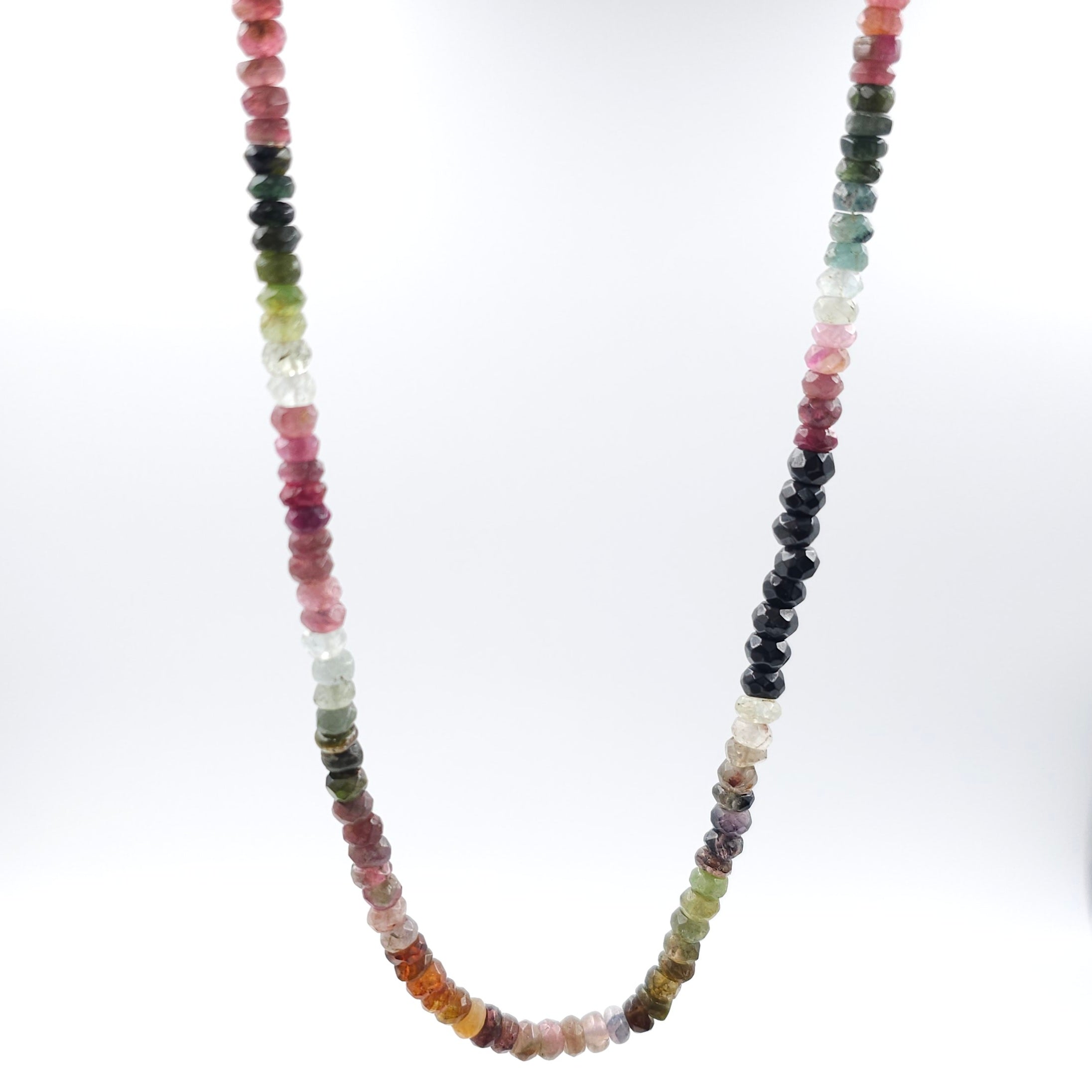 Multi-color faceted tourmaline beaded necklace