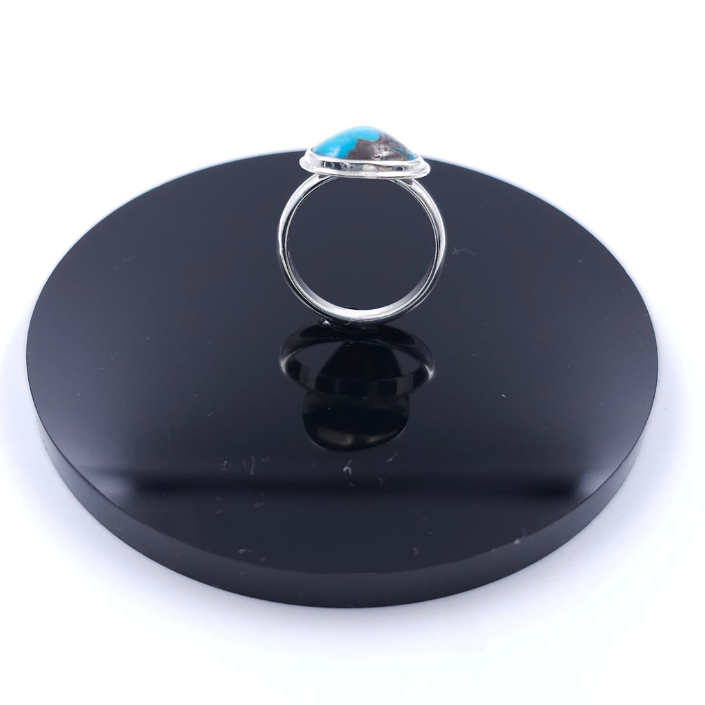 Free-form turquoise bezel set sterling silver ring