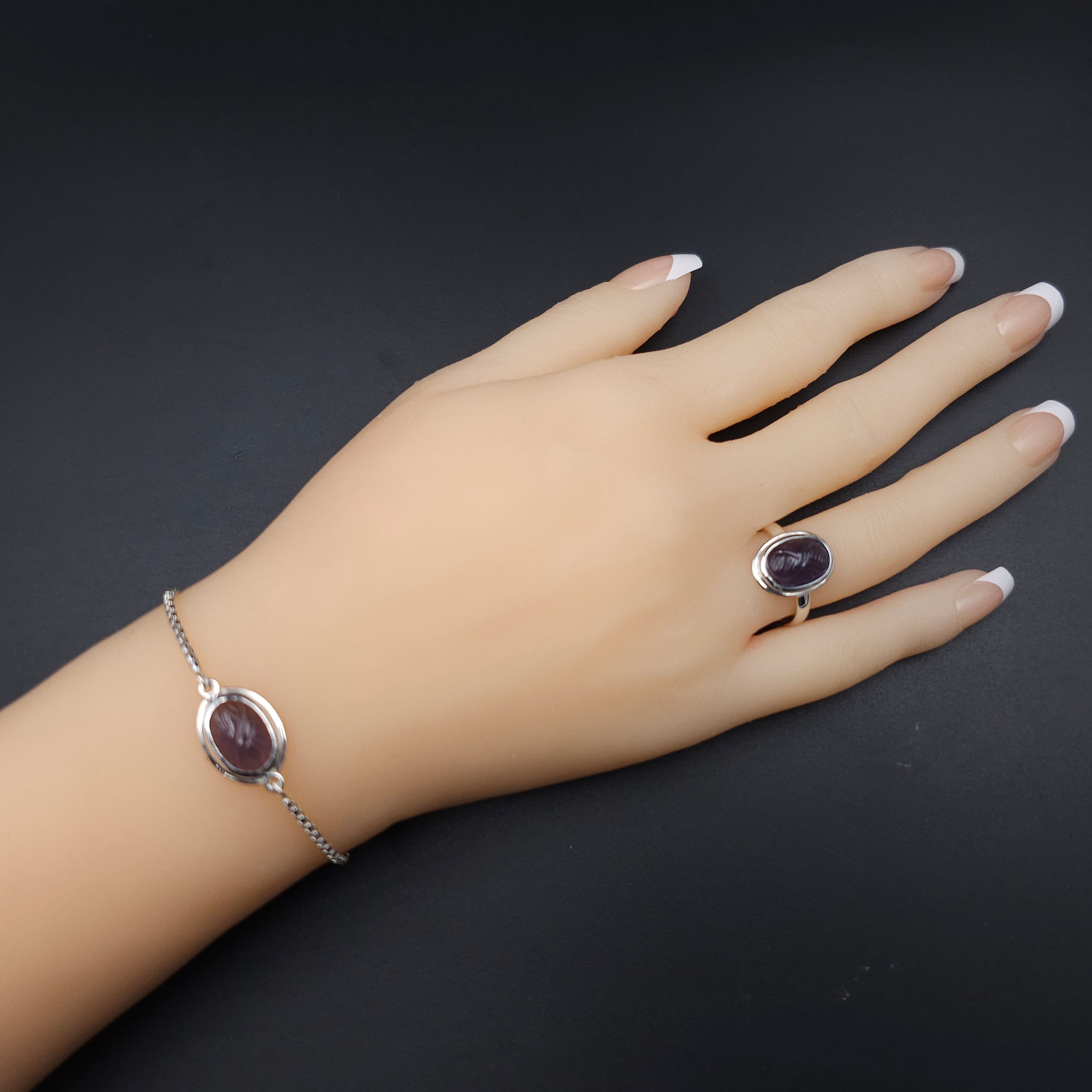 Iolite sterling silver adjustable slider bracelet