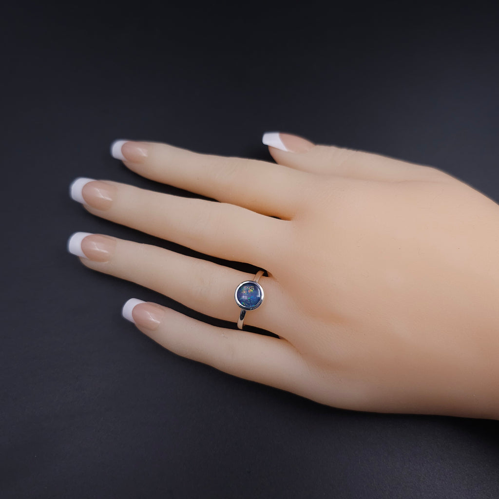 Opal triplet sterling silver ring