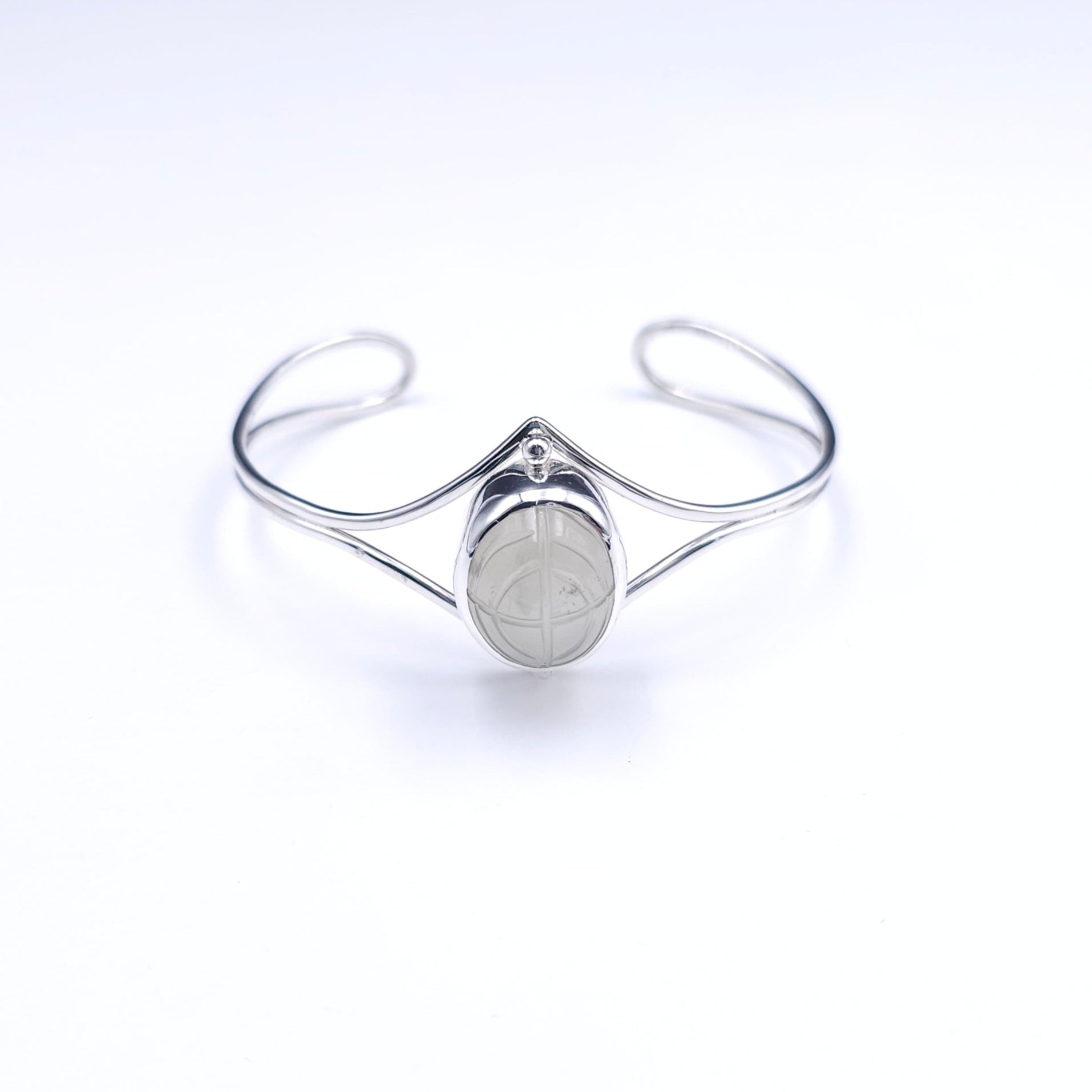 Carved moonstone sterling silver cuff bracelet