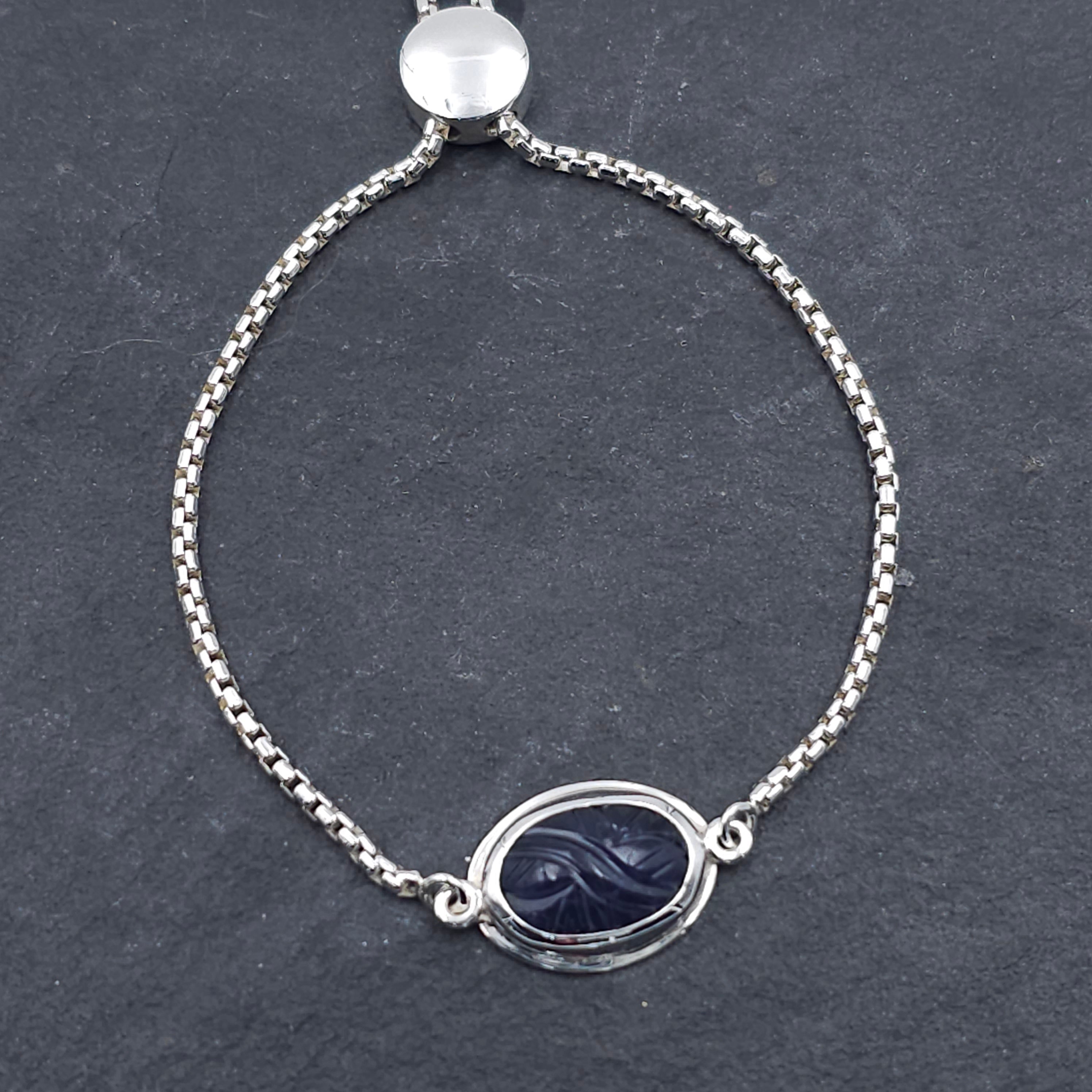 Iolite sterling silver adjustable slider bracelet