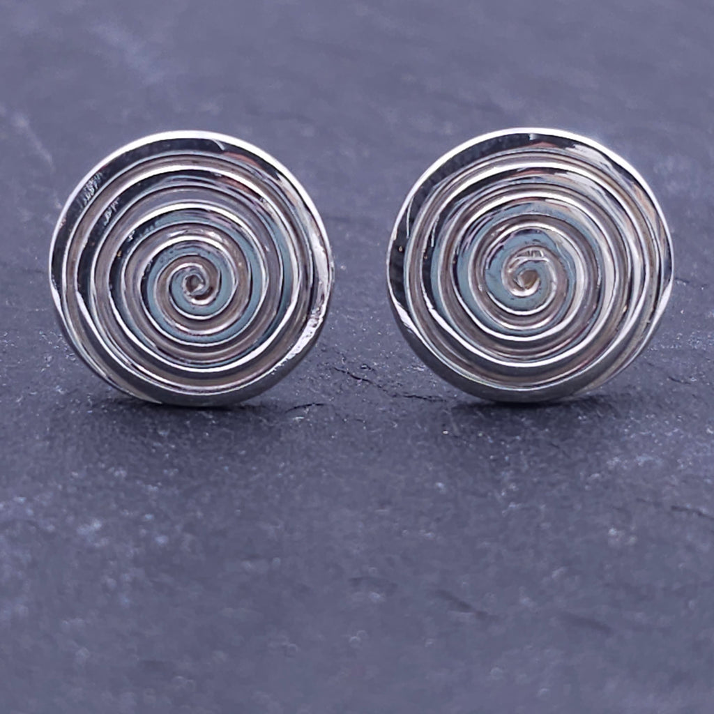 Pair of silver spiral  post earrings