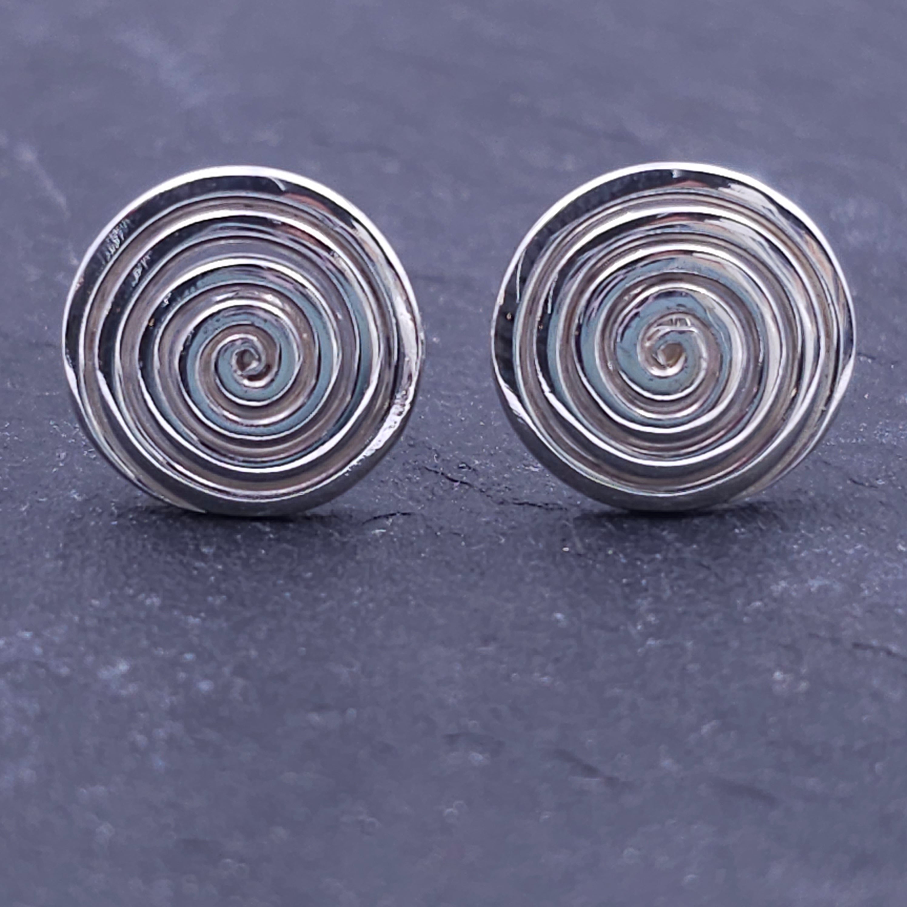 Pair of silver spiral  post earrings
