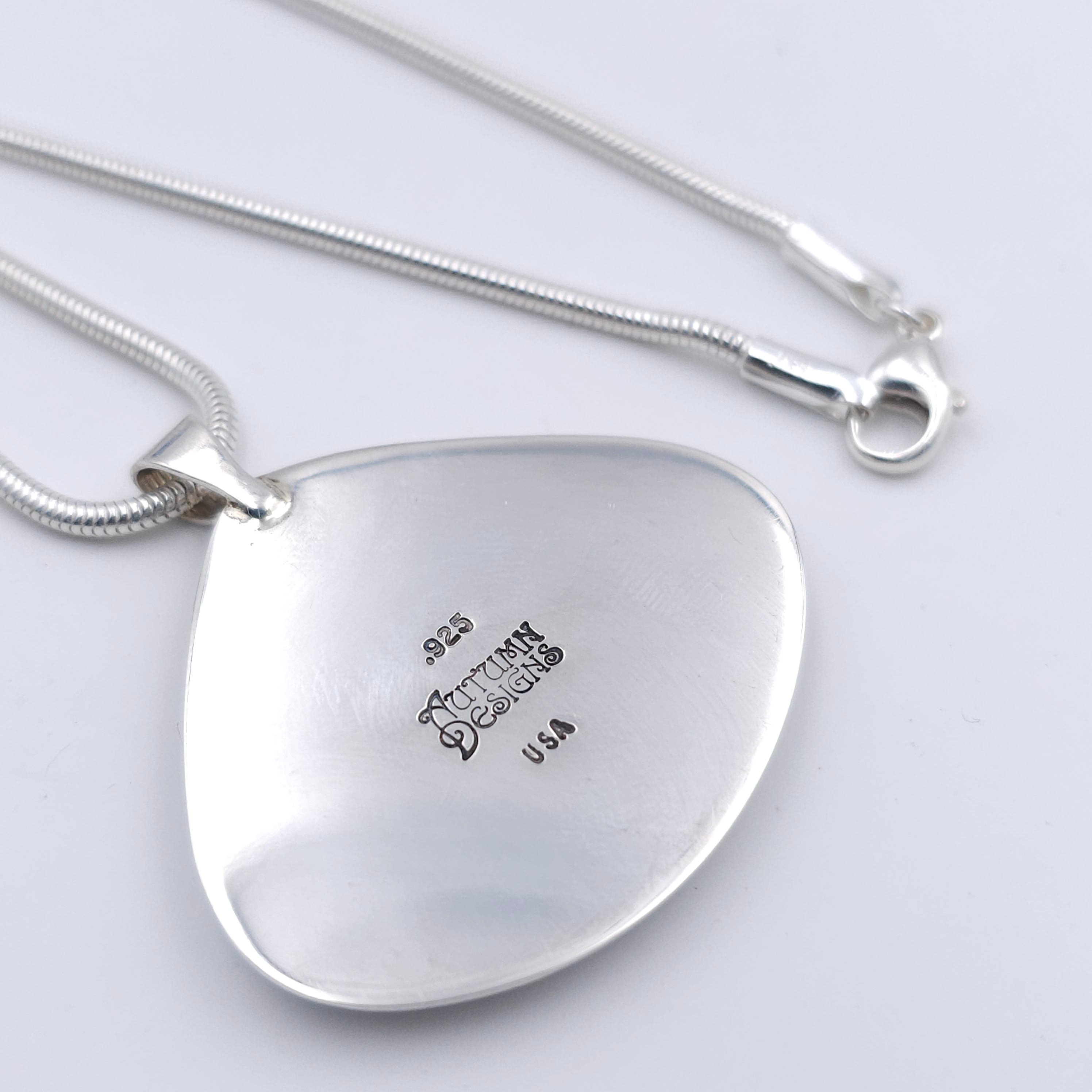 Picture Jasper bezel set sterling silver necklace