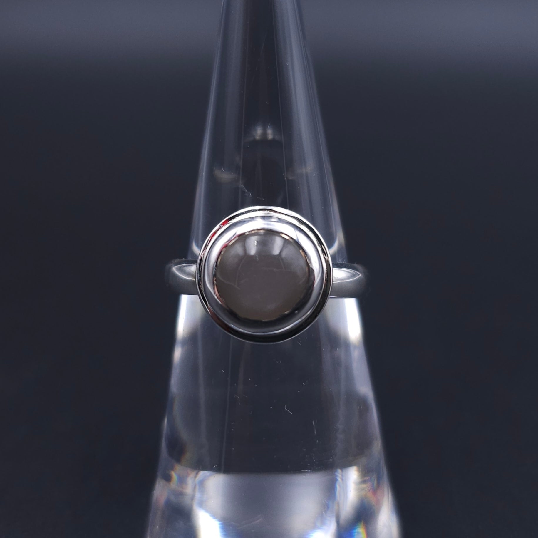 Gray moonstone sterling silver ring