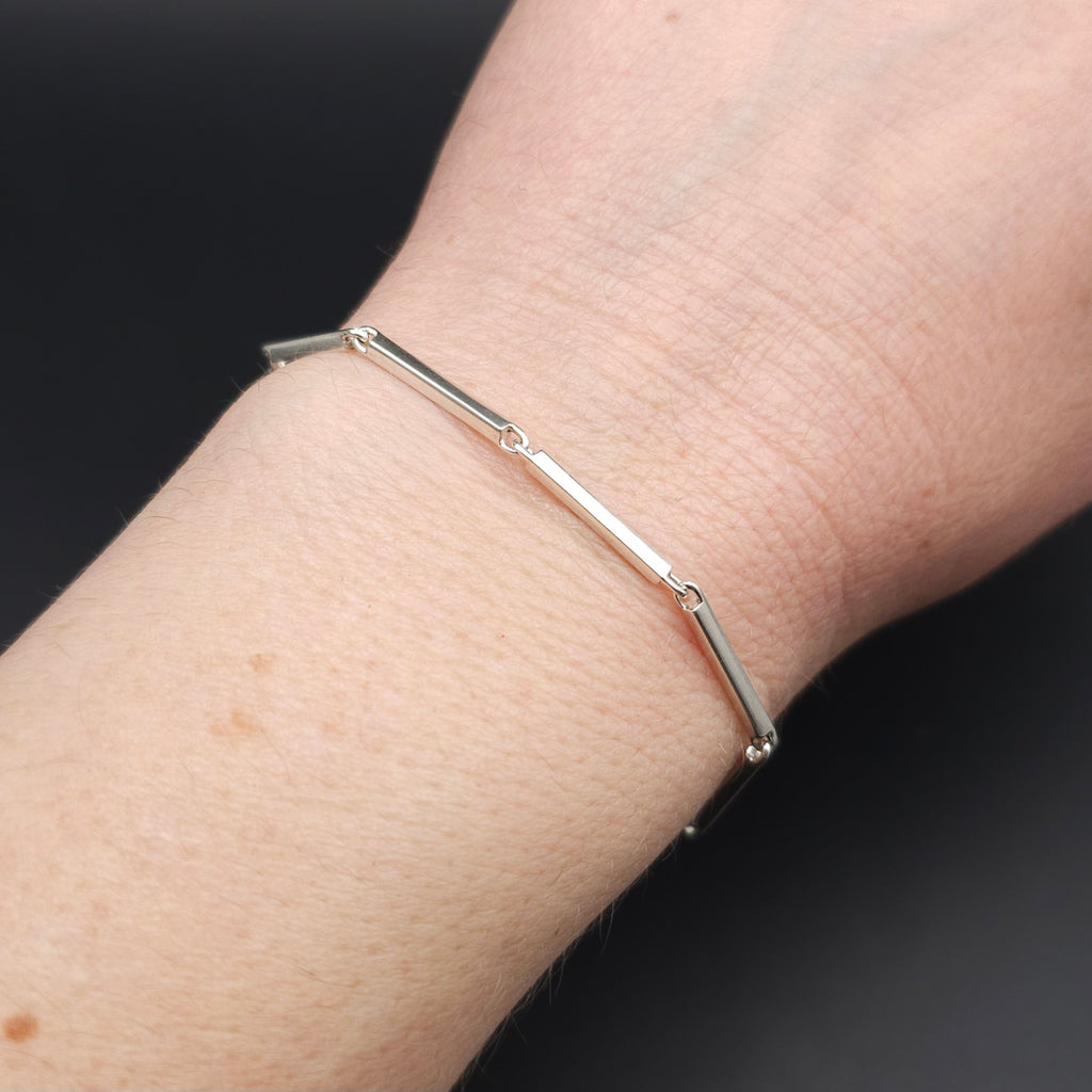 Sterling silver bar link bracelet