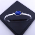 Lapis sterling silver cuff with silver beaded accents