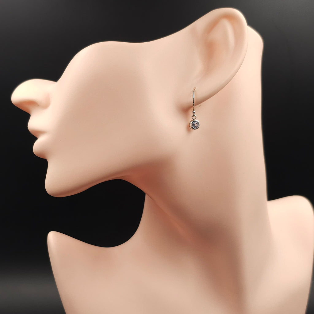 Simulated aquamarine sterling silver bezel set earrings