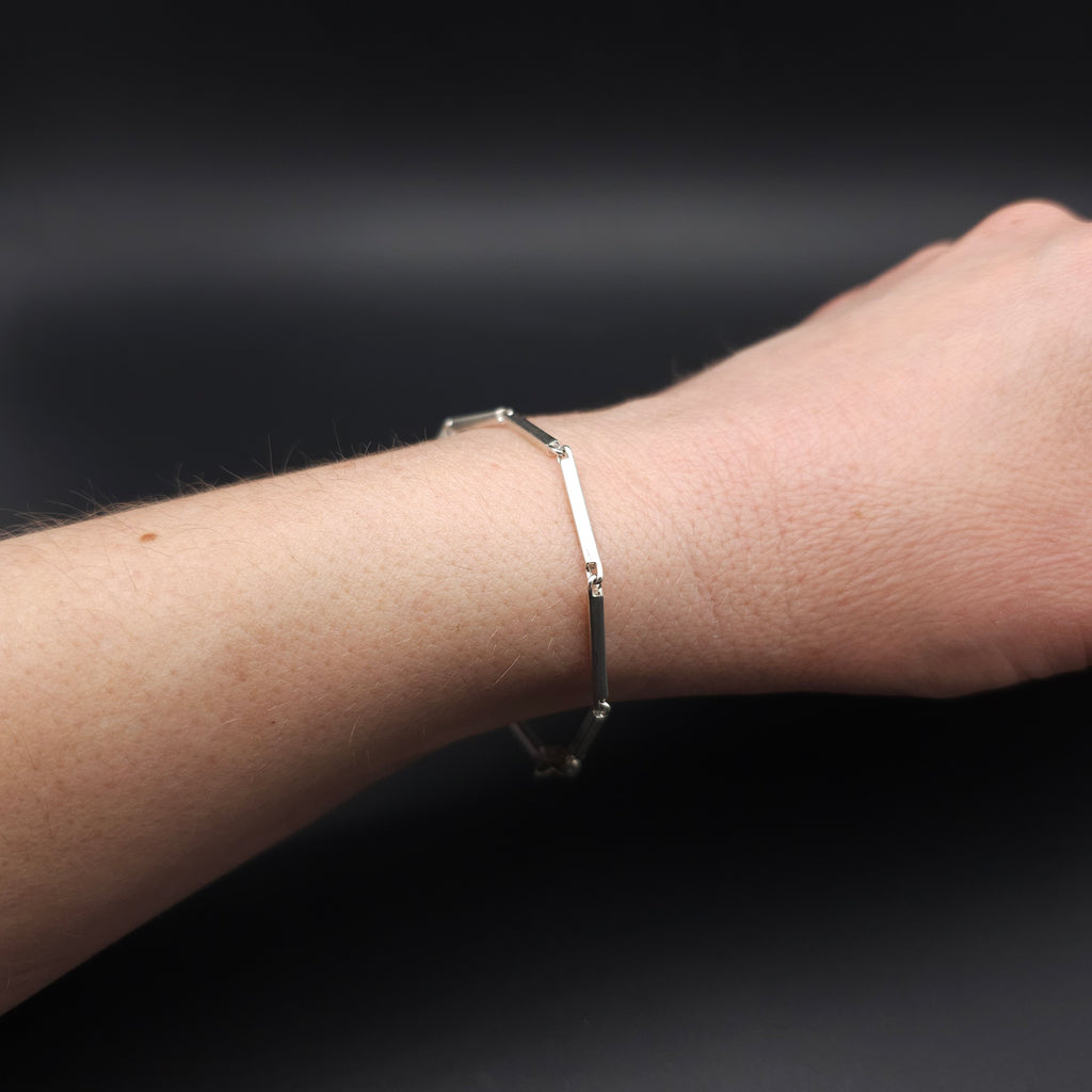 Sterling silver bar link bracelet