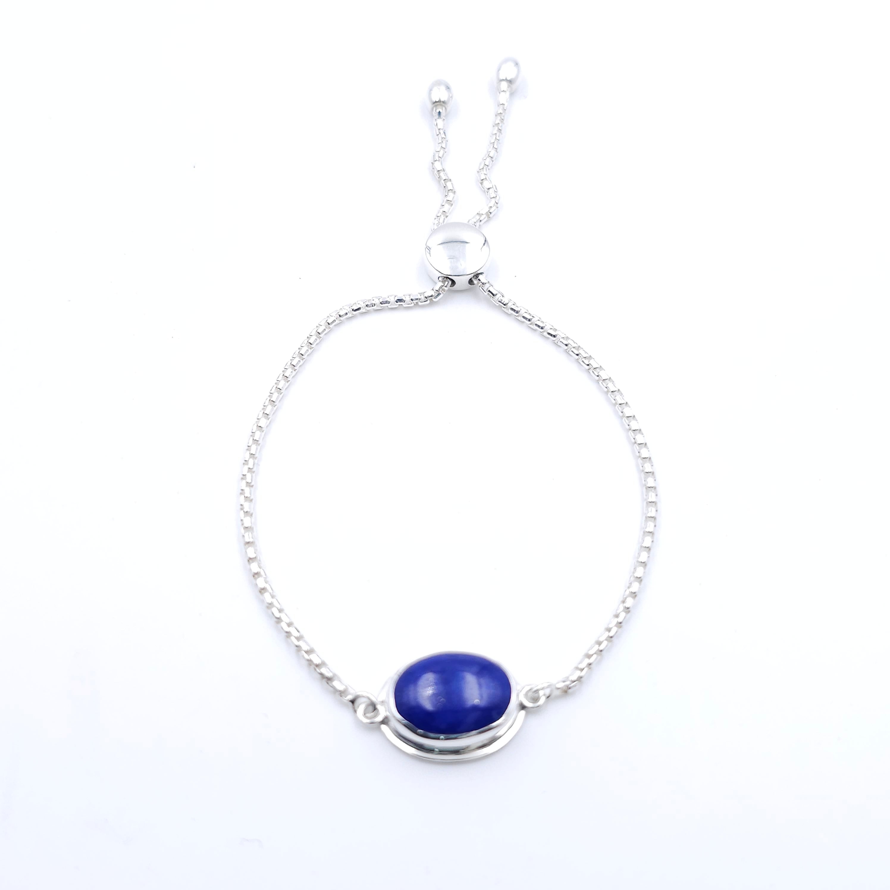 Lapis lazuli sterling silver adjustable slide bracelet