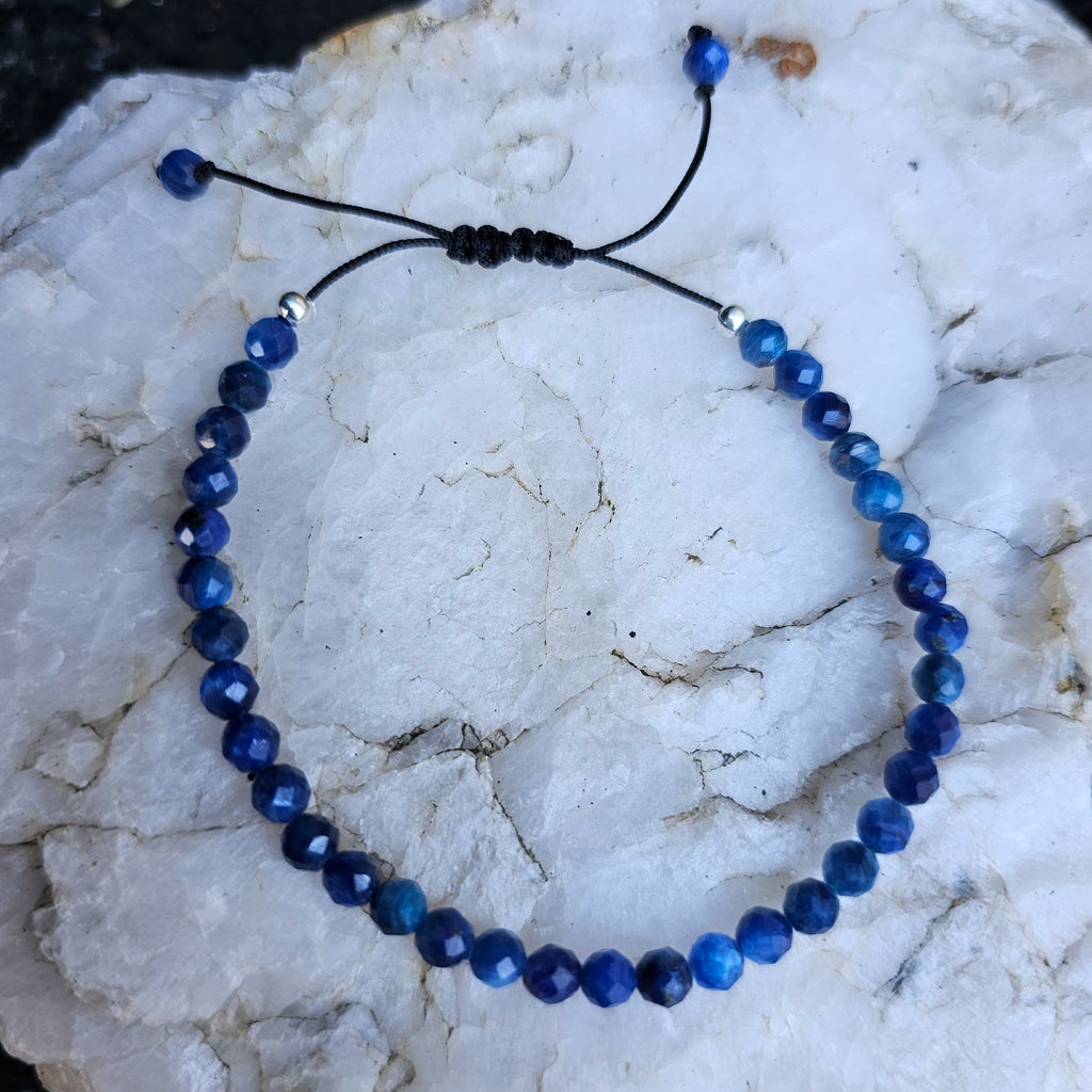 Faceted Kyanite adjustable cord bracelet