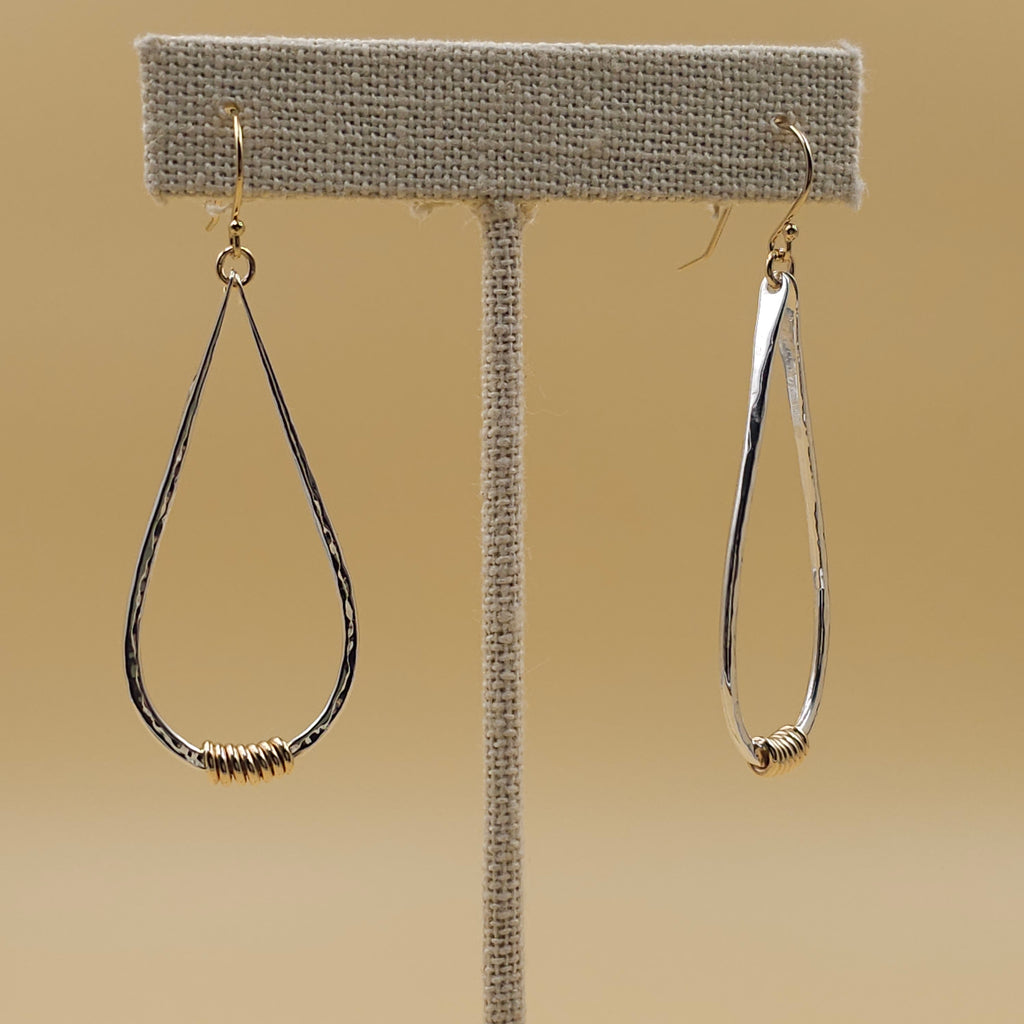 Two-tone sterling silver and gold-filled teardrop dangle earrings