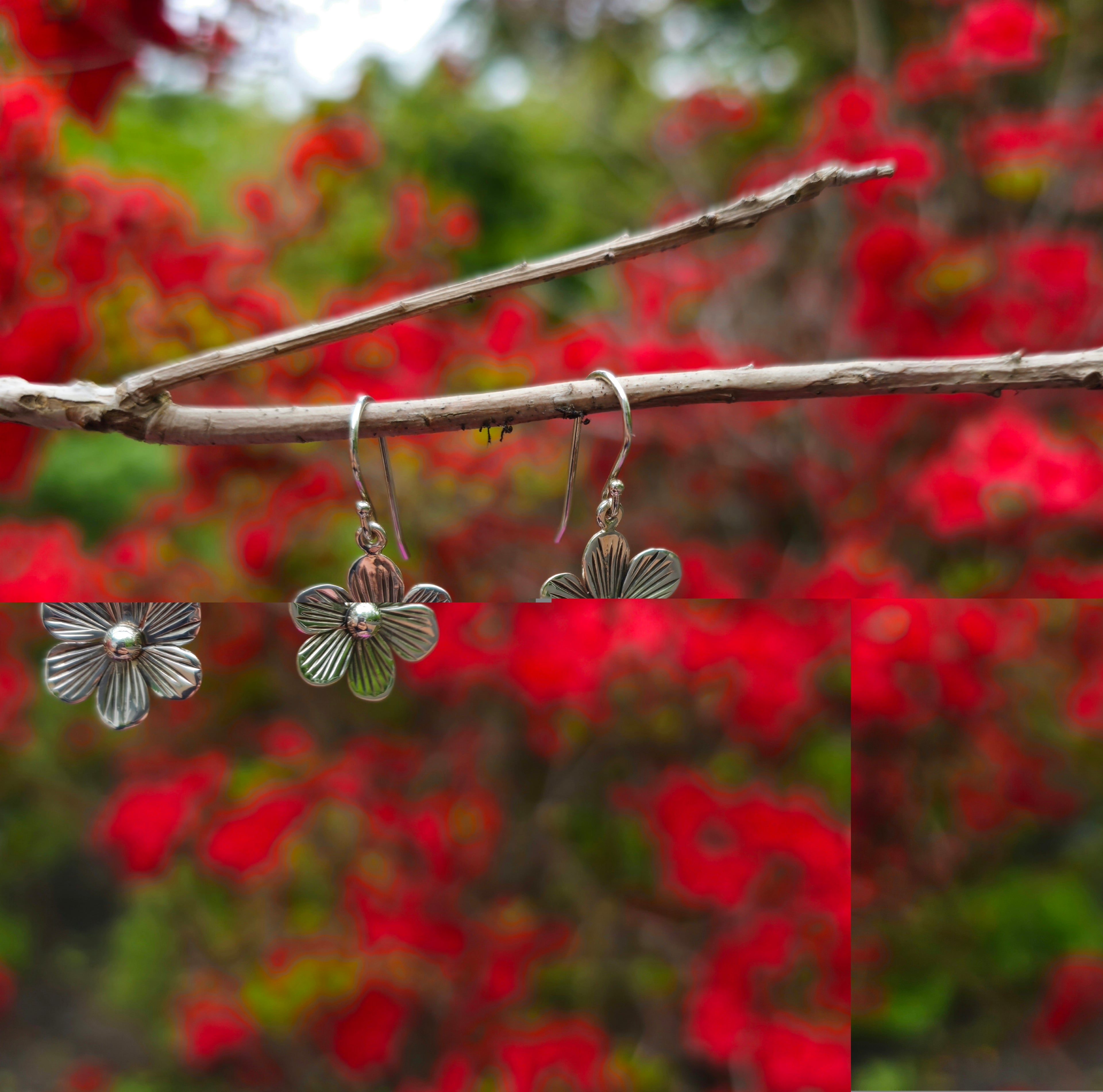 Sterling silver flower earrings