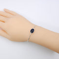 Purple Goldstone sterling silver adjustable slider bracelet