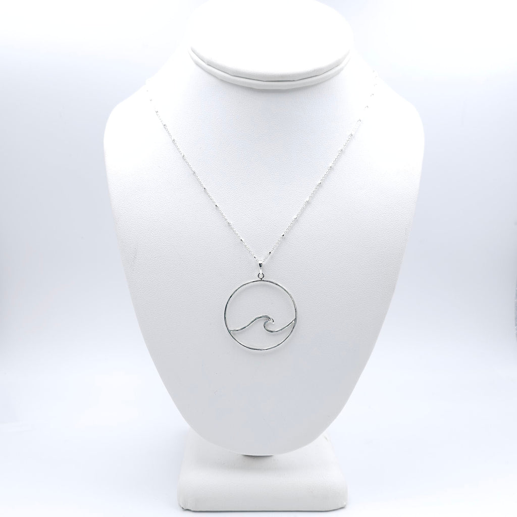 Large wave in circle necklace