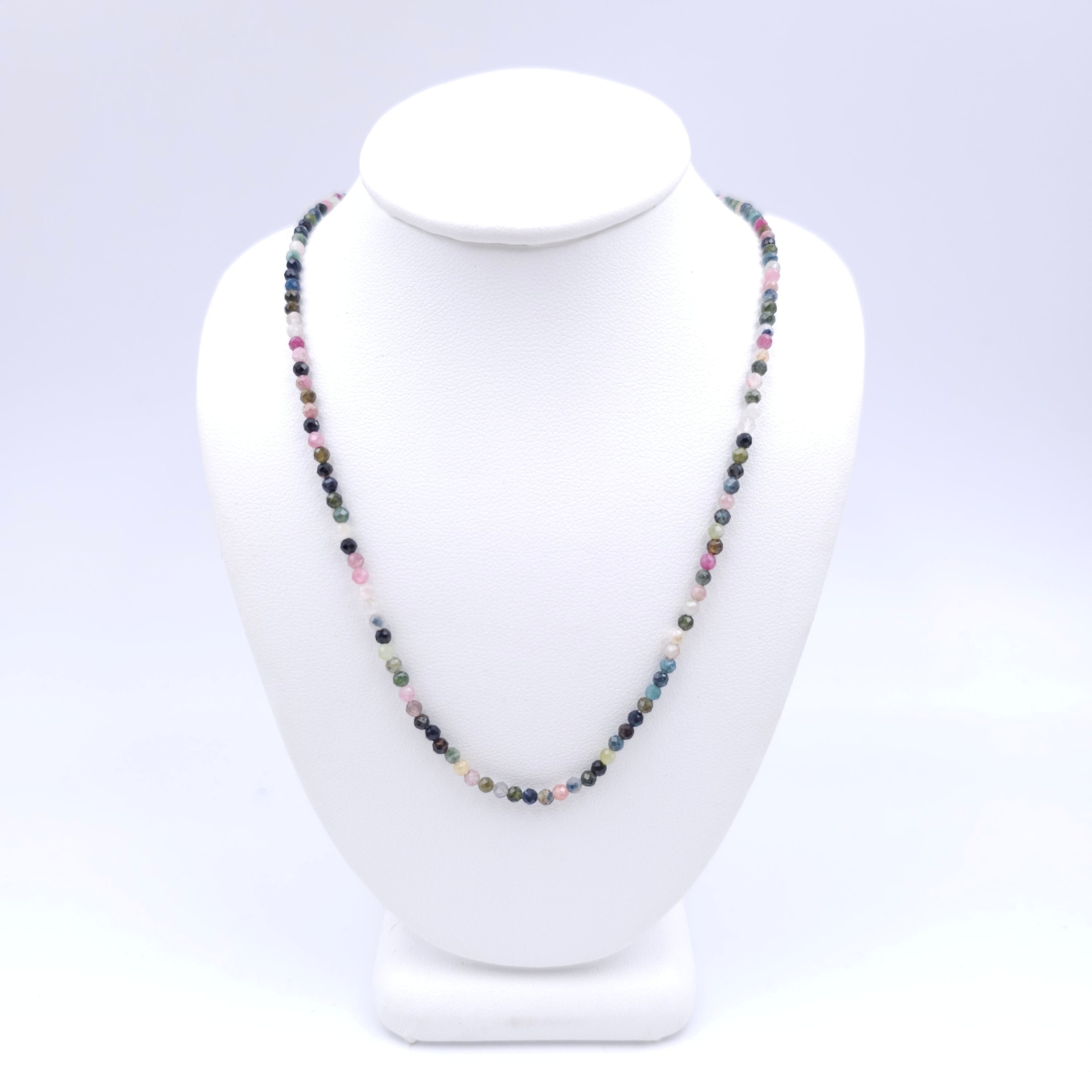 Multi-colored faceted tourmaline beaded necklace