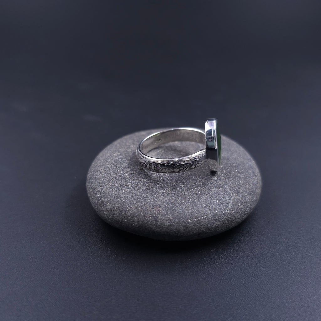 Jade sterling silver bezel set ring