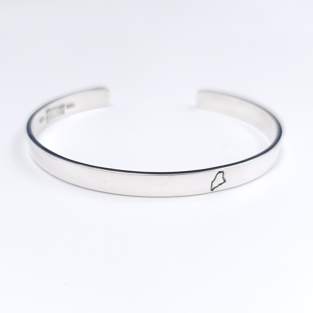 Maine, the way life should be sterling silver cuff bracelet