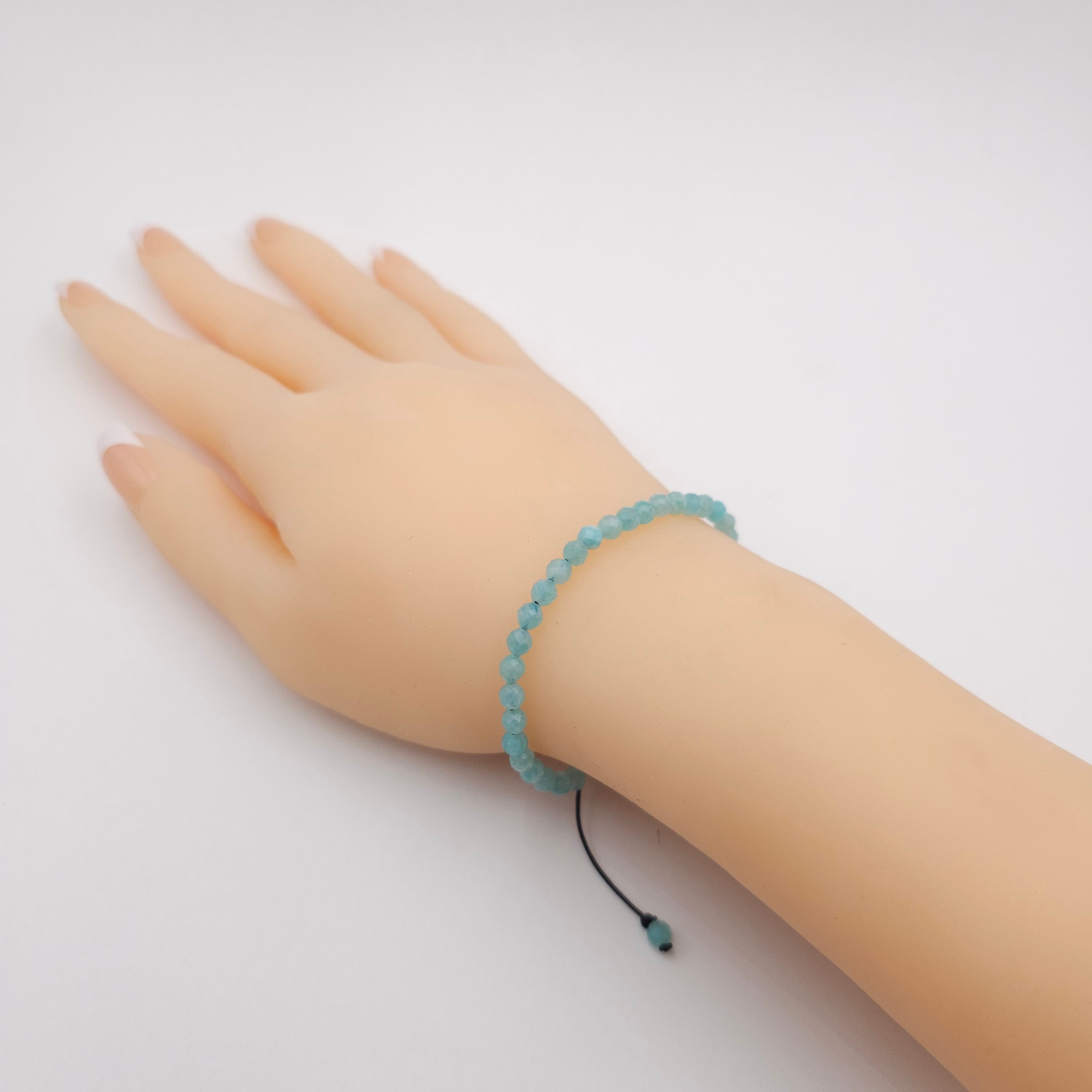 Faceted amazonite adjustable cord bracelet